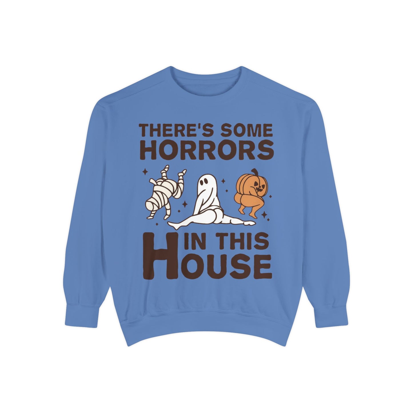 Halloween Themed Unisex Sweatshirt - Fun Ghosts & Mummy Design for Fall, Cozy Casual Wear, Halloween Party, Gift for Friends, Autumn Vibes