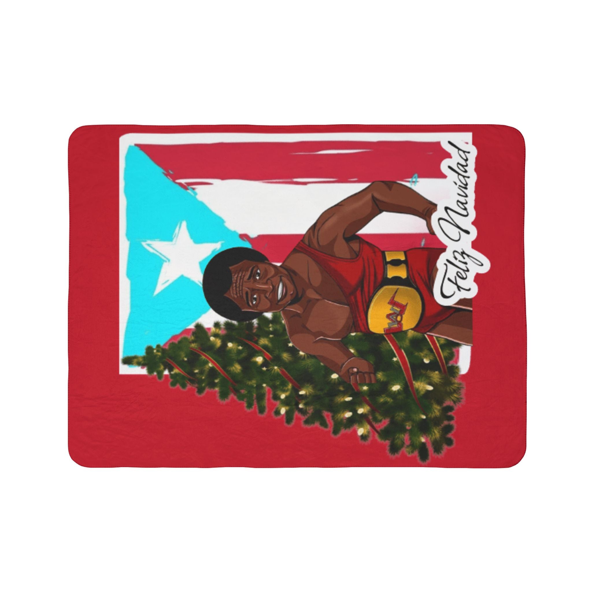 Carlitos Colon Feliz Navidad Puerto Rican Boxing Holiday Sherpa Blanket
