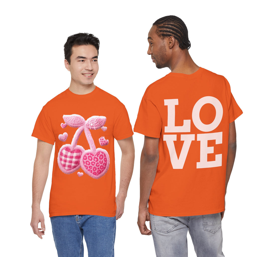 Pink Heart Cherries Tee  LOVE Graphic Valentine T-Shirt