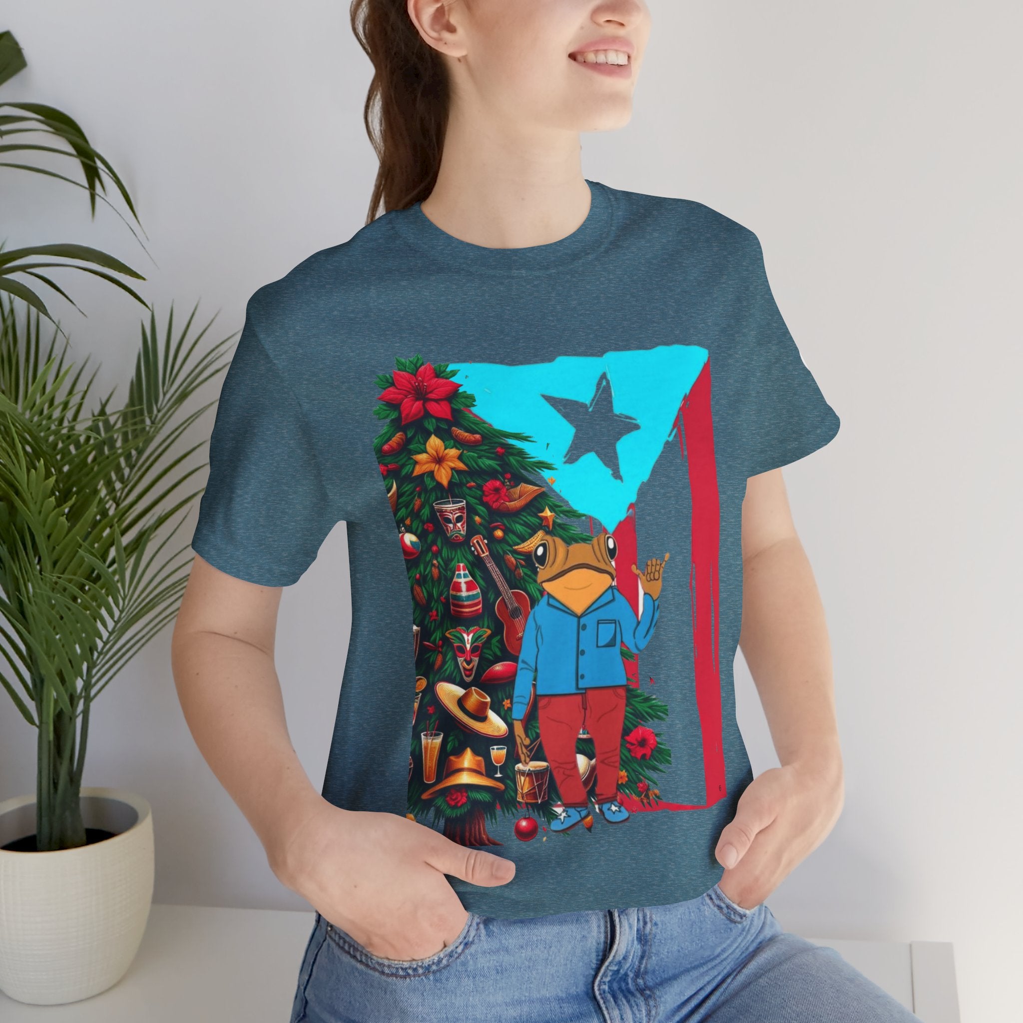 Puerto Rico Holiday T-Shirt  Coquí by Christmas Tree Graphic Puerto Rico’s Navidades