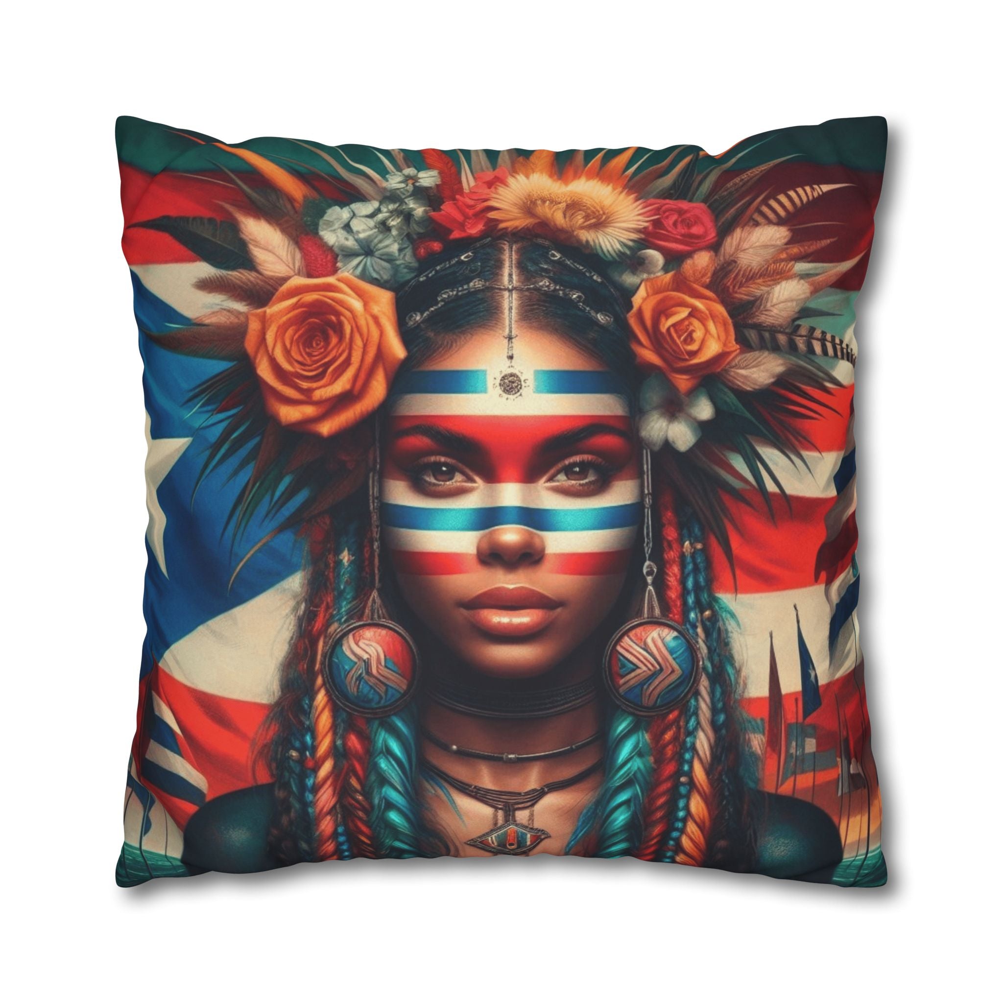 Tribal Goddess Decorative Pillow Puerto Rico Culture Pillow