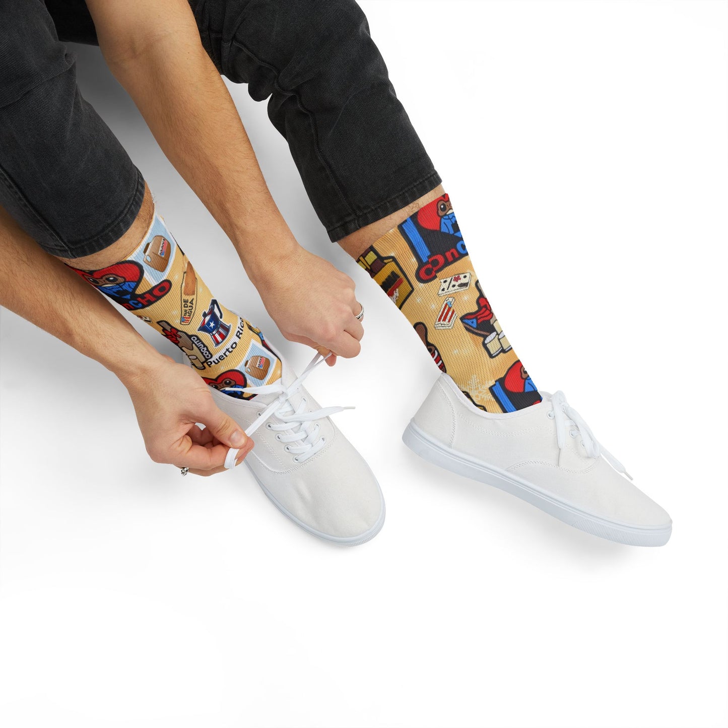 Puerto Rico Graphic Socks  Cute Island Icons Sublimation Crew Socks