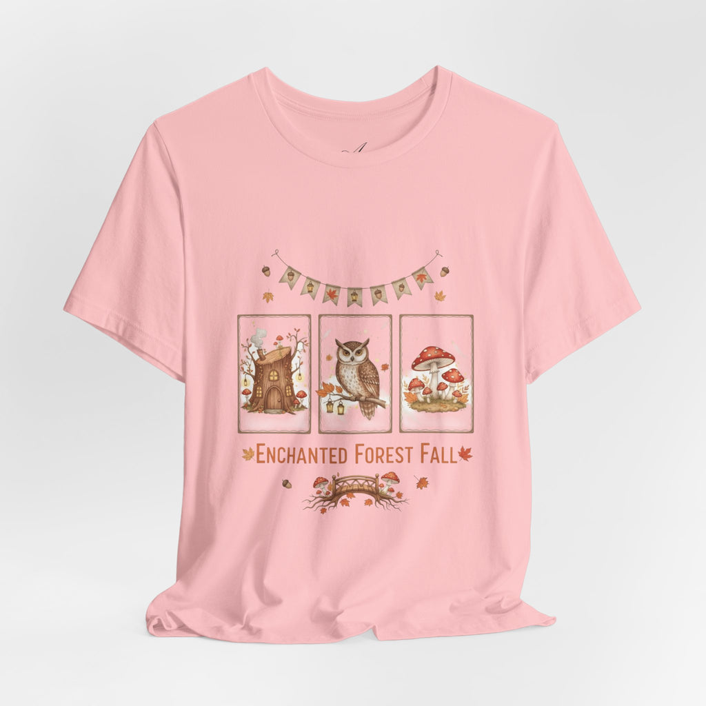 Enchanted Forest Fall Tee, Cute Owl Shirt, Autumn Graphic Tee, Nature Lover Gift, Cozy Fall Apparel, Wildlife T-Shirt, Unisex Fall Top
