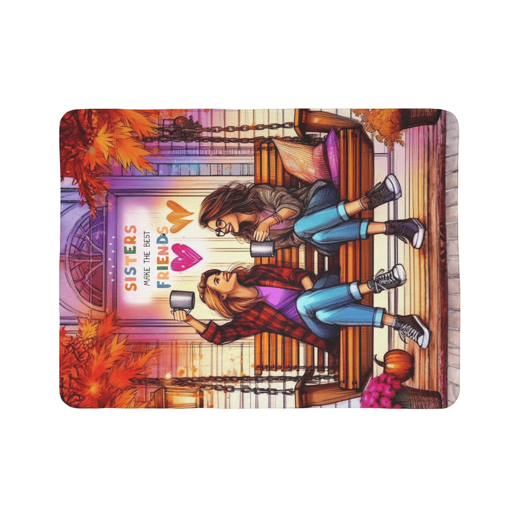 Sisters Make the Best Friends Sherpa Blanket — Cozy Autumn Sister Gift Blanket Gift for Sister