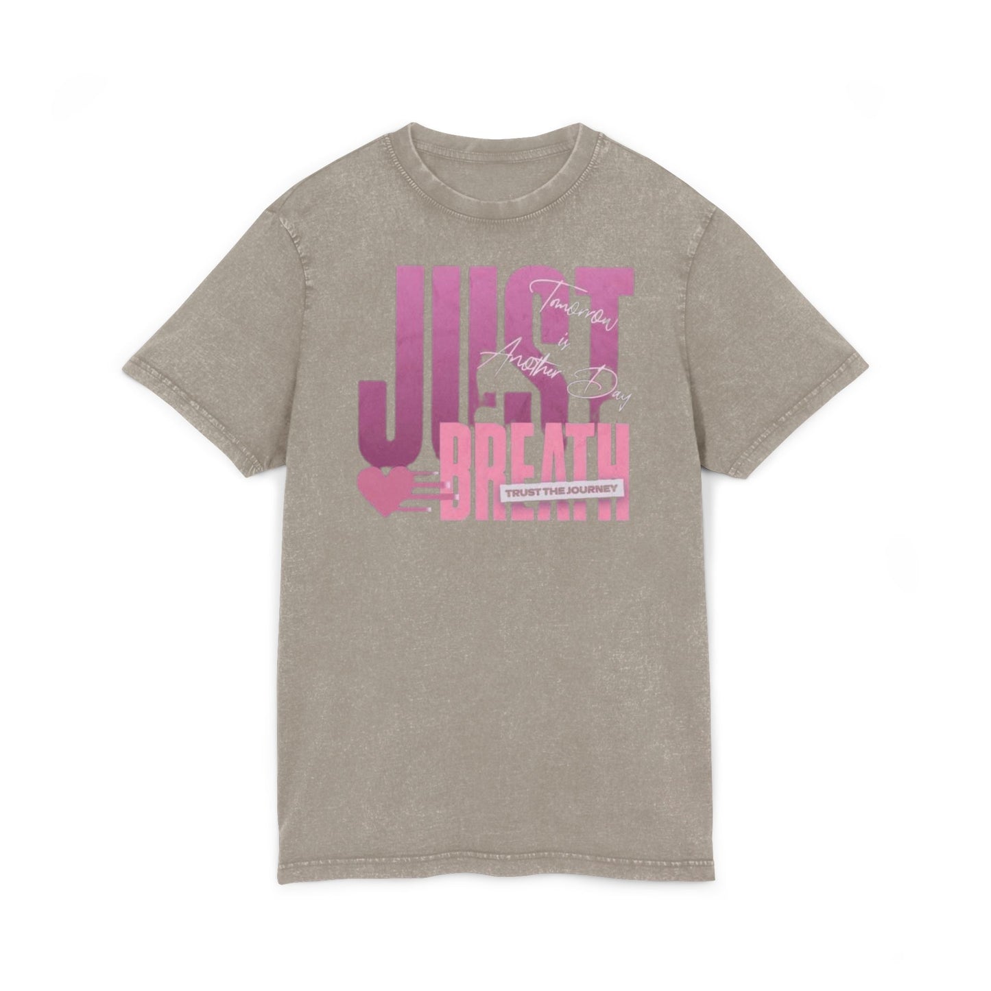 Just Breathe Acid-Wash Tee  Relaxed Pink Graphic T-Shirt