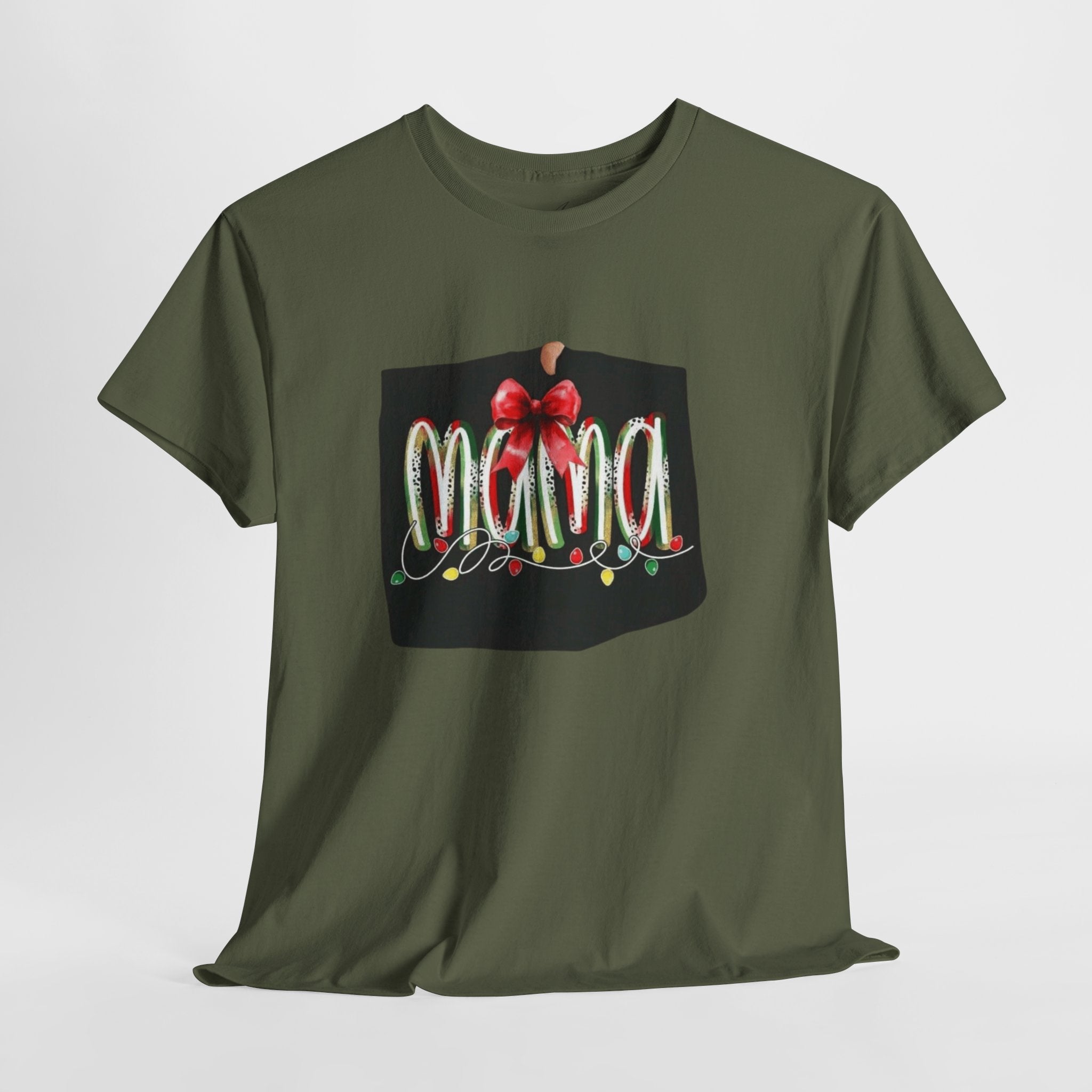 Festive Mama Tee, Cozy Holiday Shirt, Gift for Mom, Christmas T-Shirt, Unisex Cotton Tee