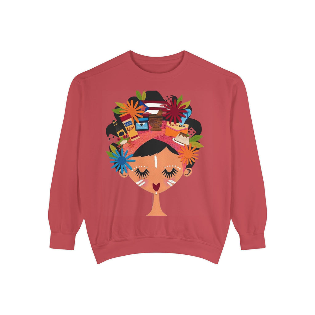 Floral Fiesta Sweatshirt — Colorful Tropical Woman Graphic Puerto Rico Navidades