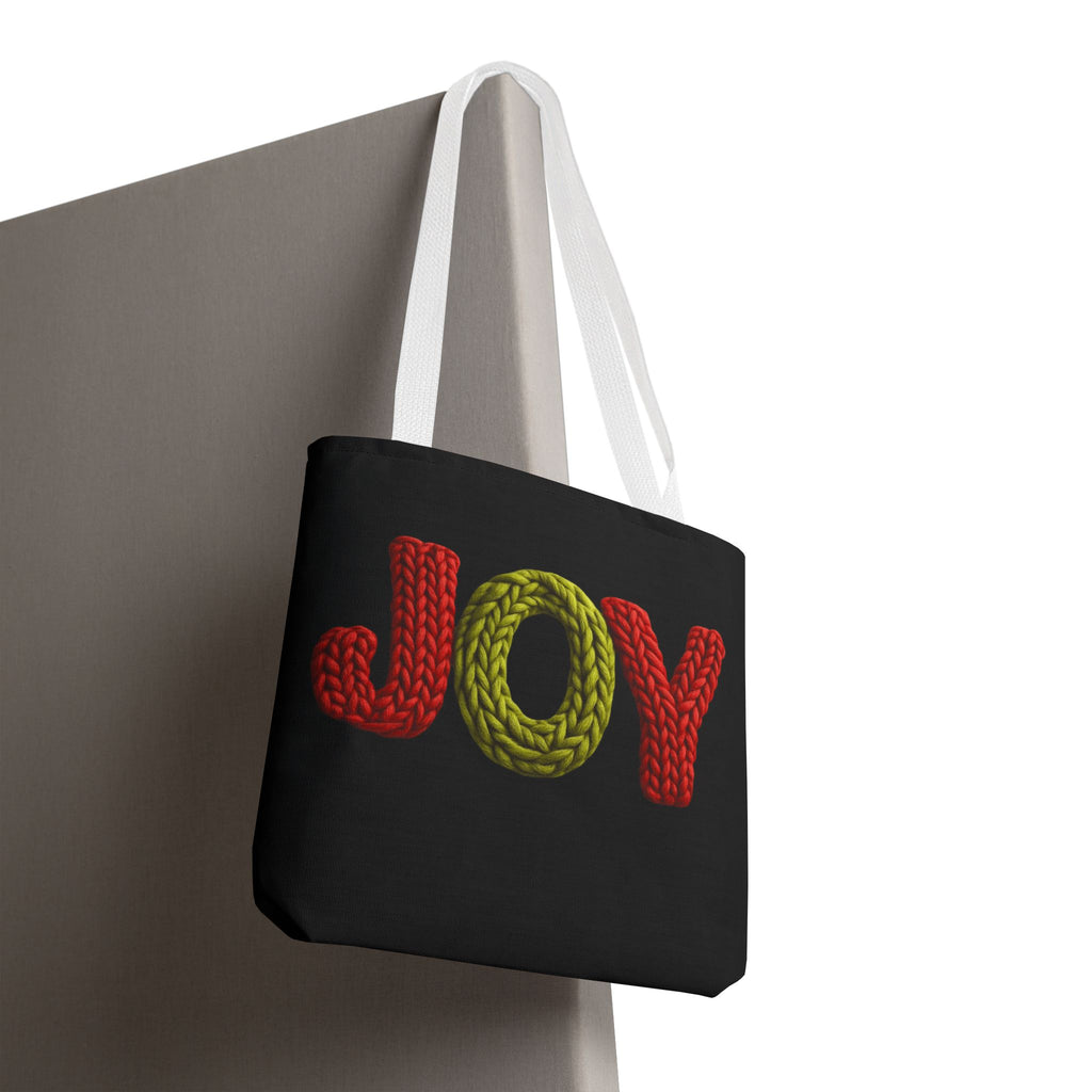 Christmas Tote Bag  Festive Holiday DesigJoy Knit Tote Bag  Colorful 'JOY' Yarn Design, Cozy Holiday Gift Tote