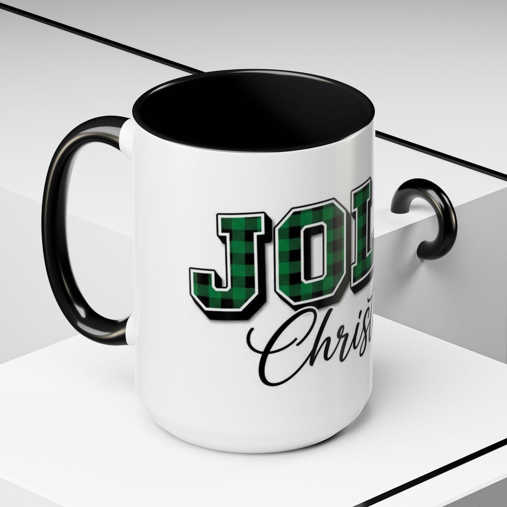 Holly Christmas Accent Coffee Mug — Green Plaid Holiday Gift (11/15oz)