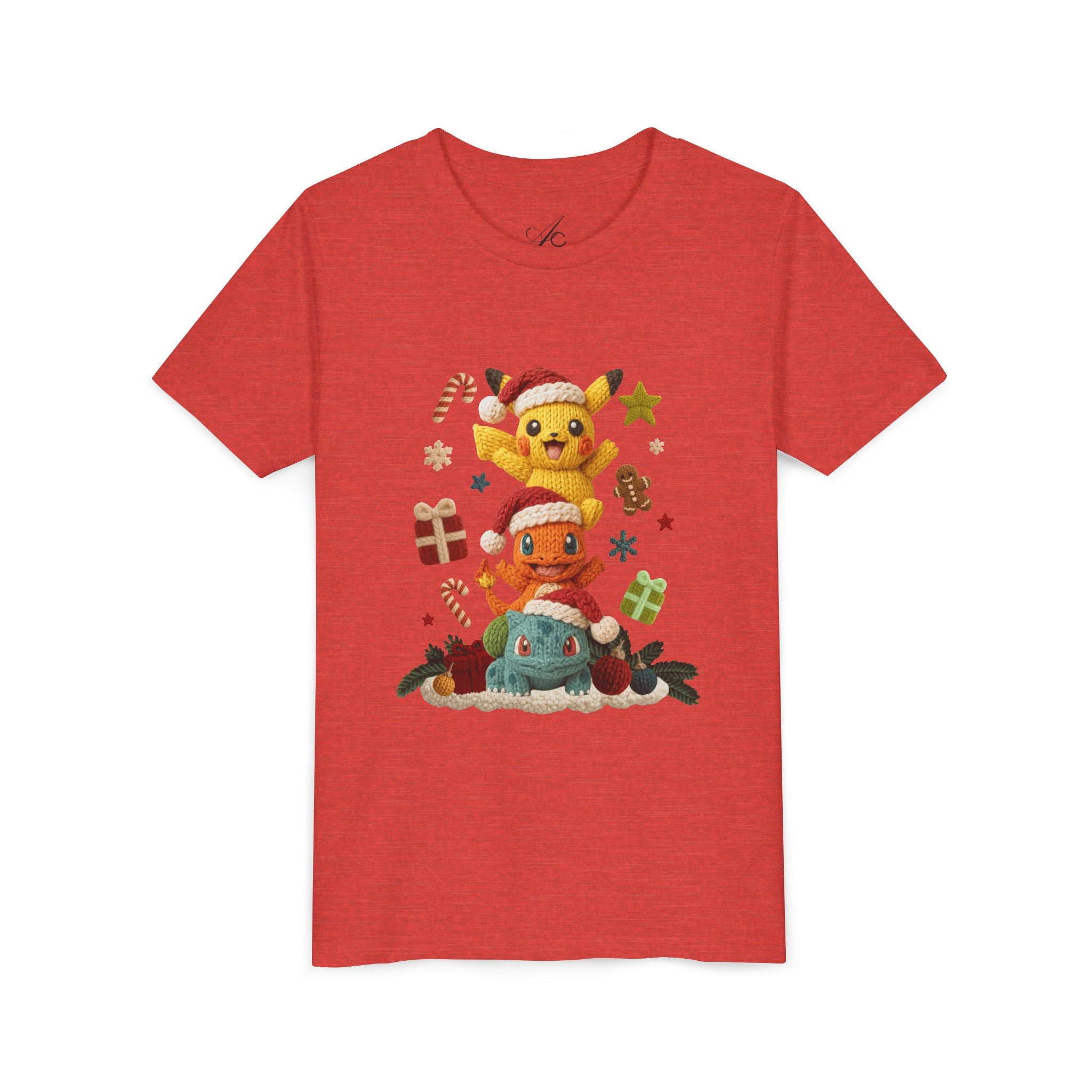 Kids Holiday Tee  Cute Stacked cartoon Characters Christmas Design