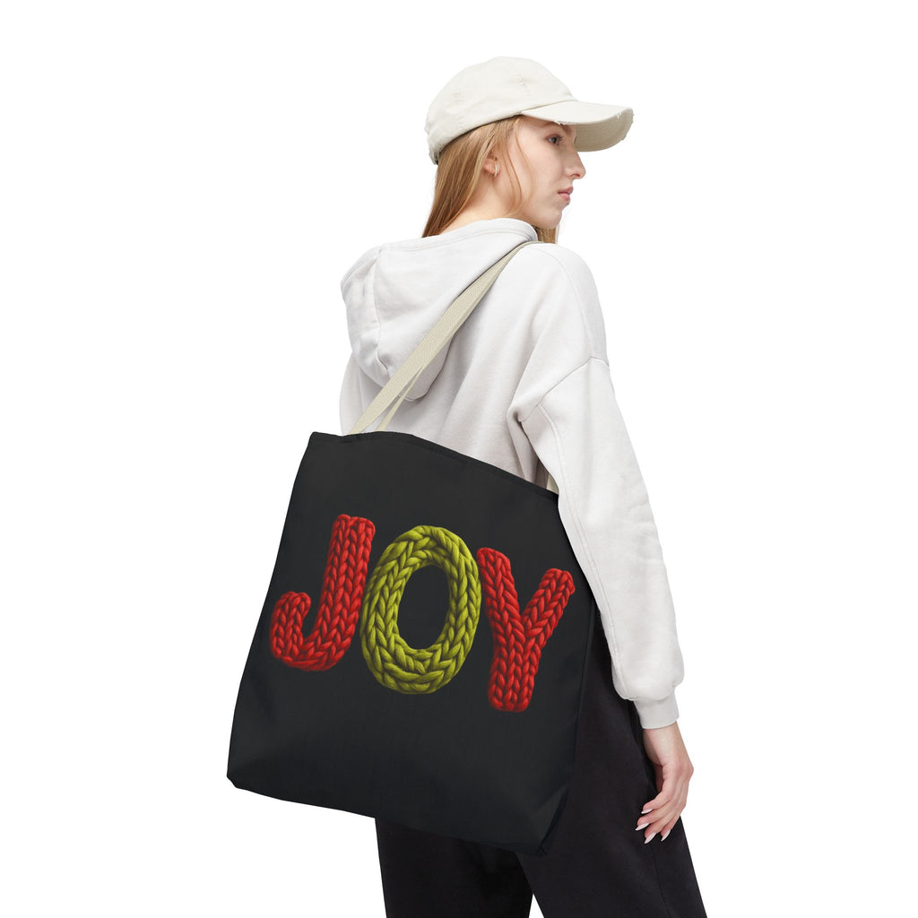 Christmas Tote Bag  Festive Holiday DesigJoy Knit Tote Bag  Colorful 'JOY' Yarn Design, Cozy Holiday Gift Tote