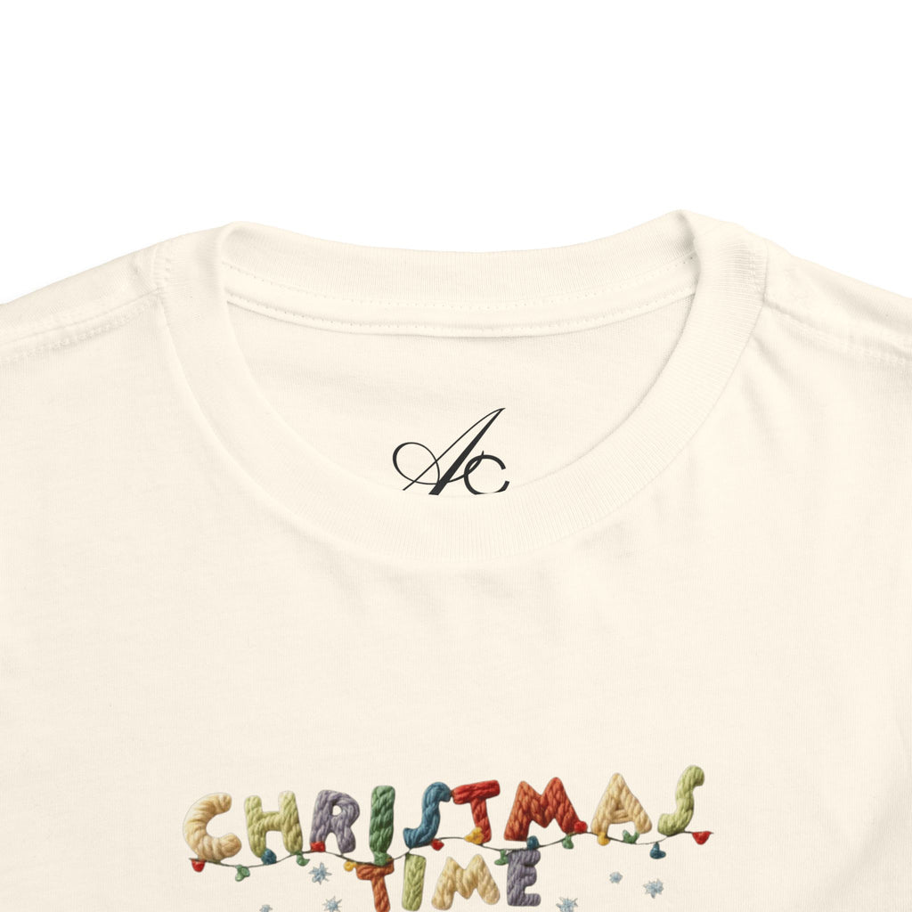 Christmas Time Toddler Tee  Cute Holiday Toy & Santa Print