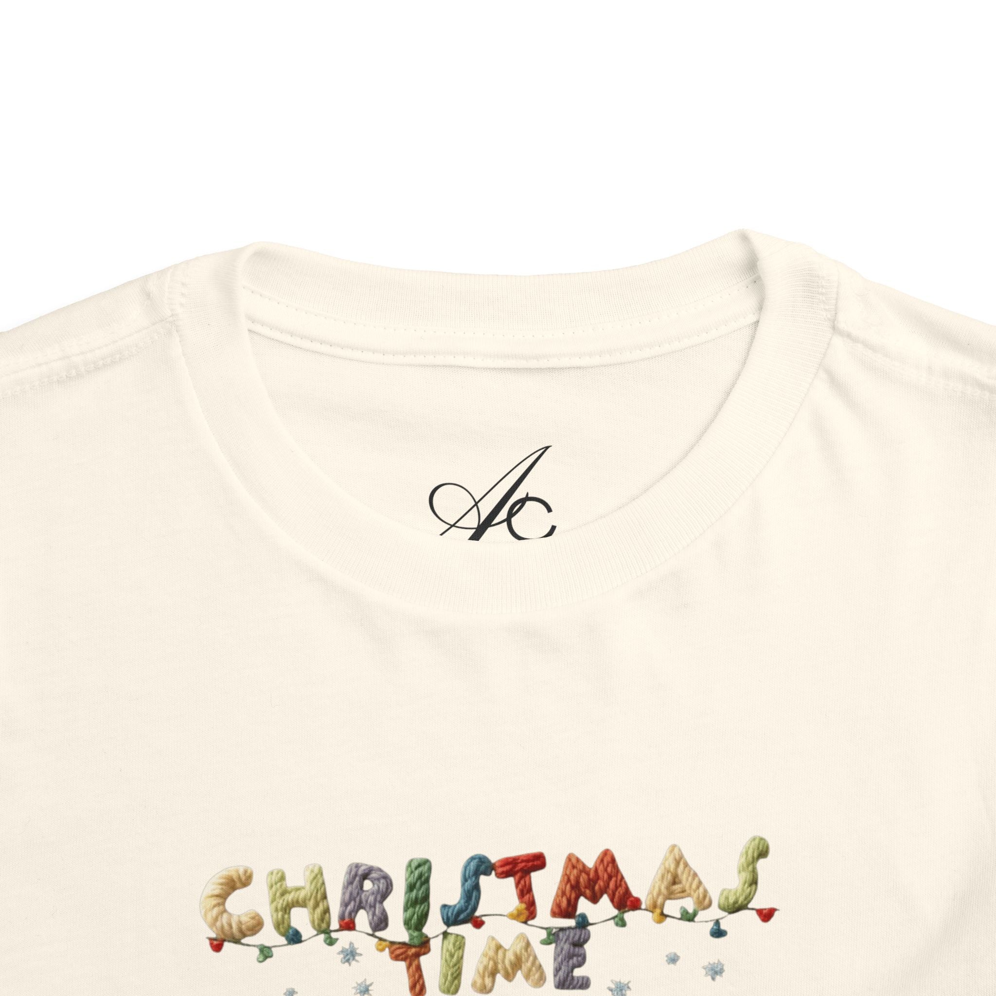 Christmas Time Toddler Tee  Cute Holiday Toy & Santa Print