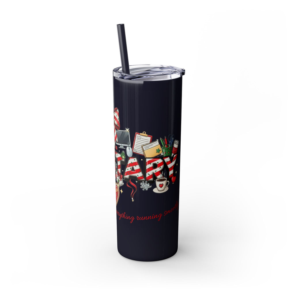 Christmas mug for the office team who keeps everything running smoothly. Candy Cane Christmas Office Secret Santa Design, 20oz with Straw