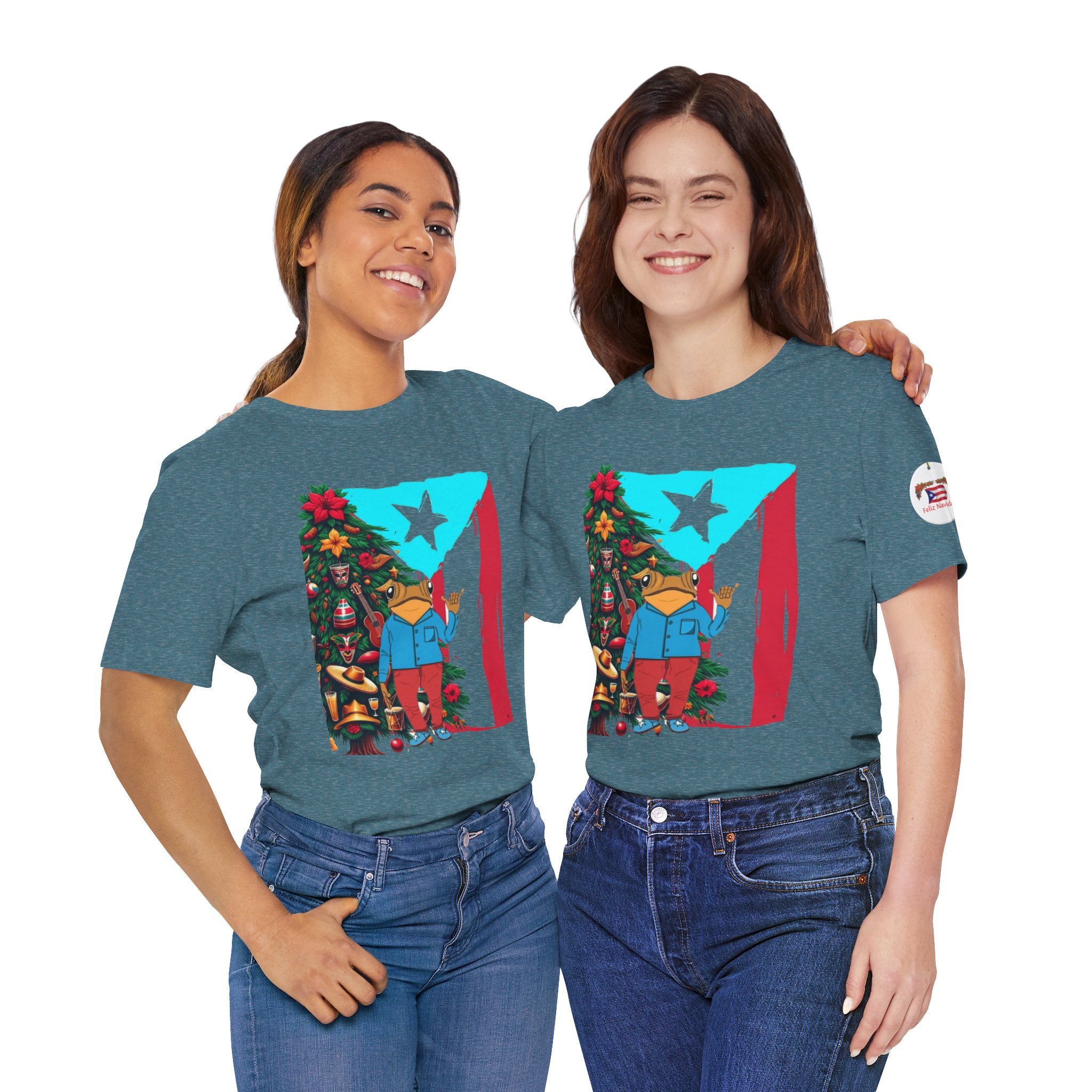 Puerto Rico Holiday T-Shirt  Coquí by Christmas Tree Graphic Puerto Rico’s Navidades