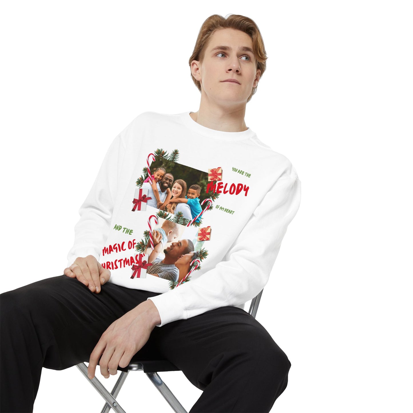 Personalized Christmas Photo Sweatshirt – “You Are the Melody” Holiday Crewneck