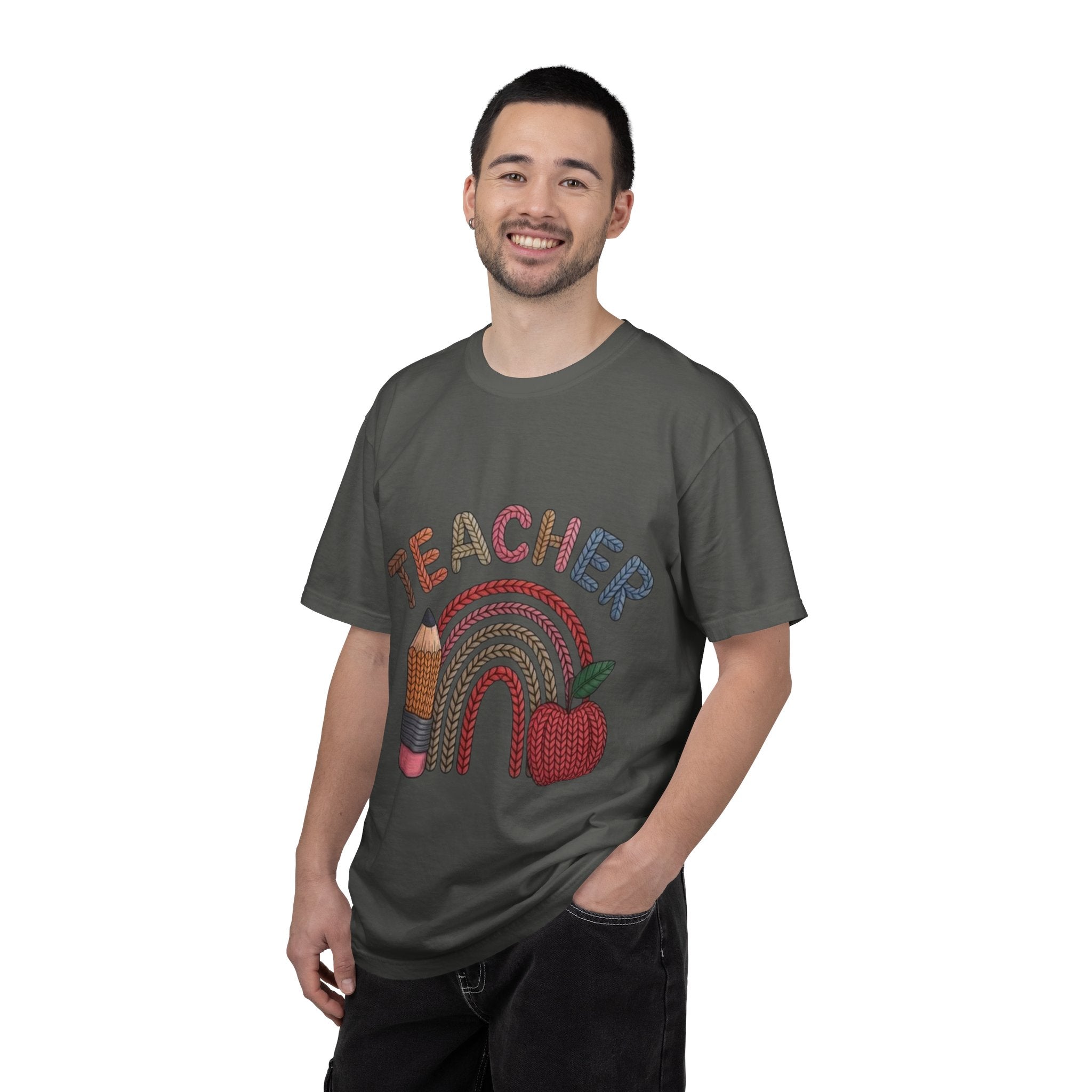 Teacher Rainbow Pencil & Apple T-Shirt — Back-to-School Gift for Educators
