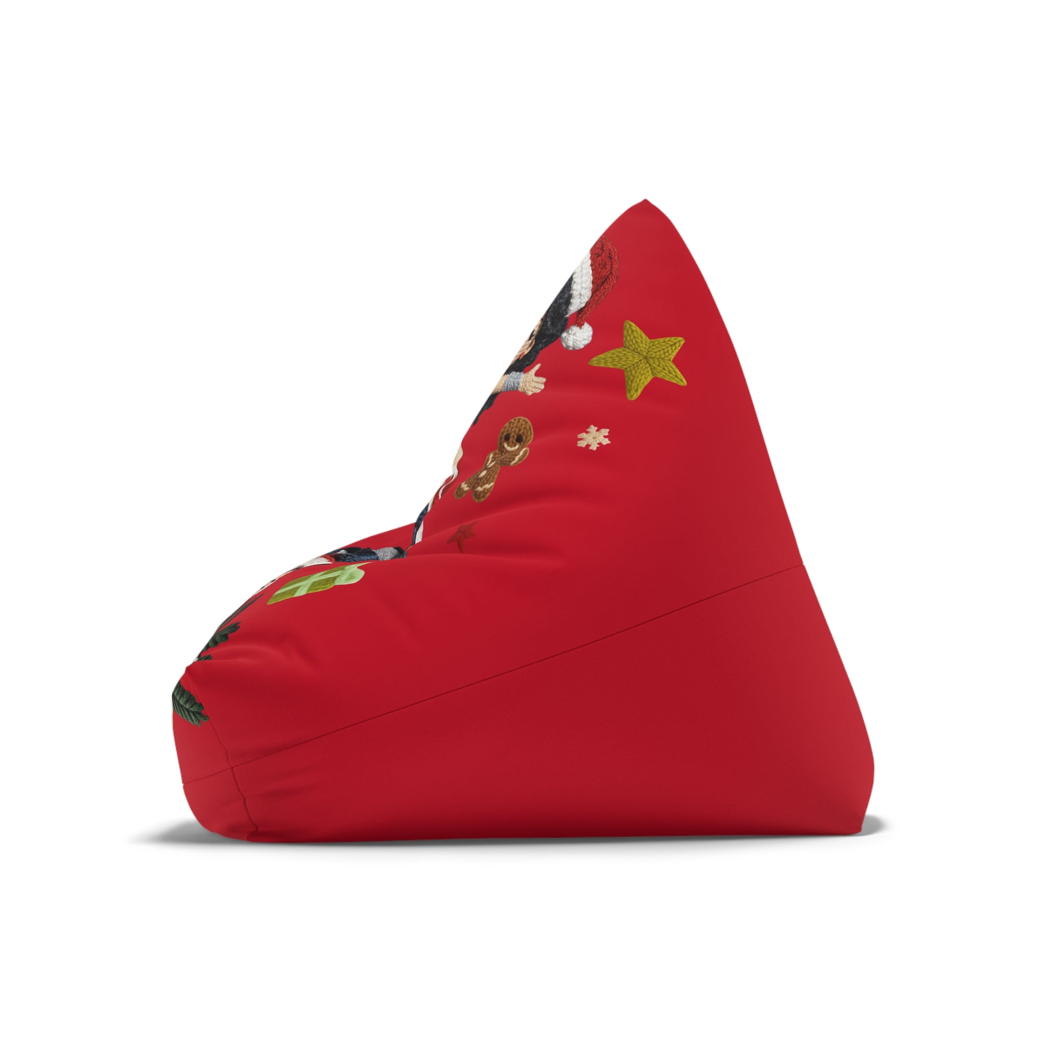 Holiday Superhero Bean Bag Cover — Festive Red Wonder Woman & Superman Knit Design