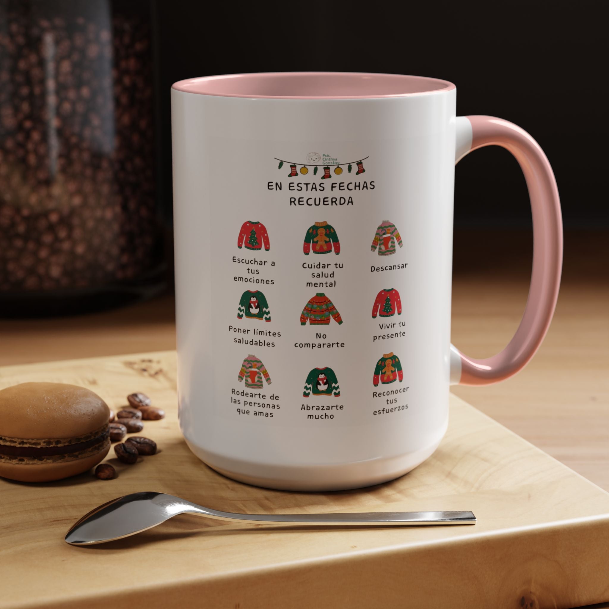 Coffee Mug — 'En Estas Fechas Recuerda' Holiday Sweater Reminder Accent Mug (11/15oz)