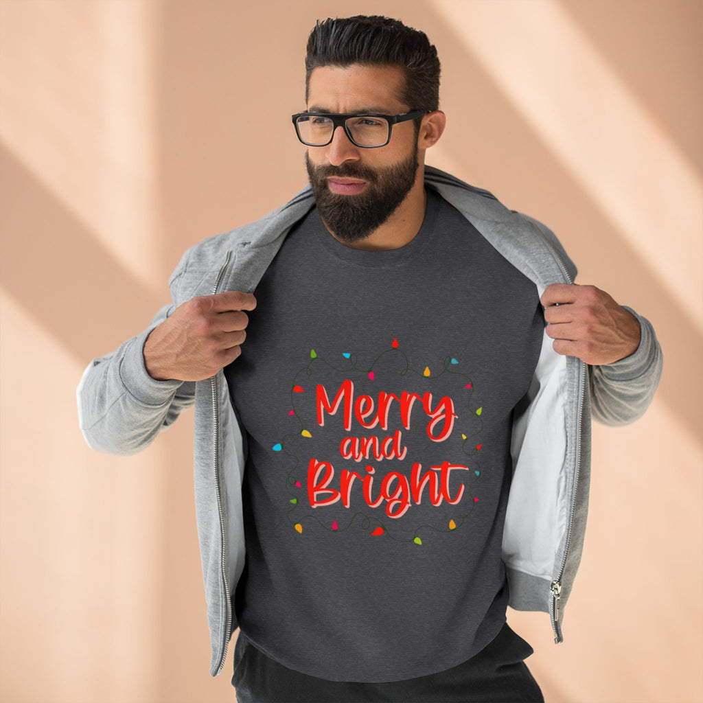 Christmas T-Shirts & Sweatshirts | Holiday Graphic Tees & Cozy Festive Wear Merry and Bright Crewneck Sweatshirt
