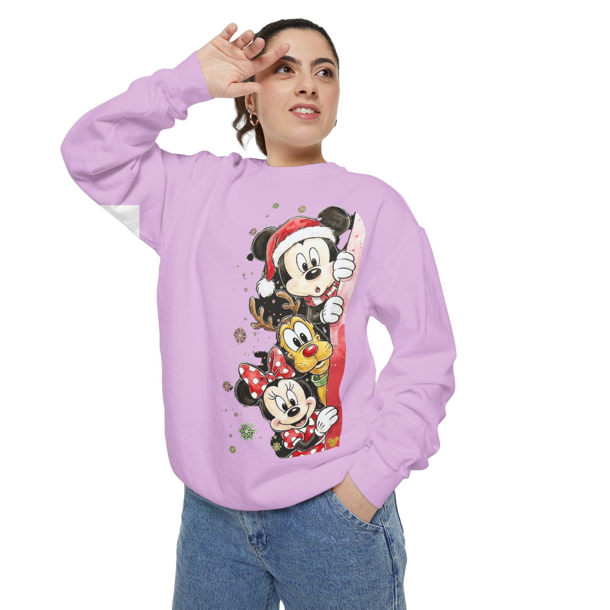 Christmas Disney Characters Sweatshirt  Mickey, Minnie & Pluto Holiday Crew Cartoon Christmas T-shirts and Sweaters