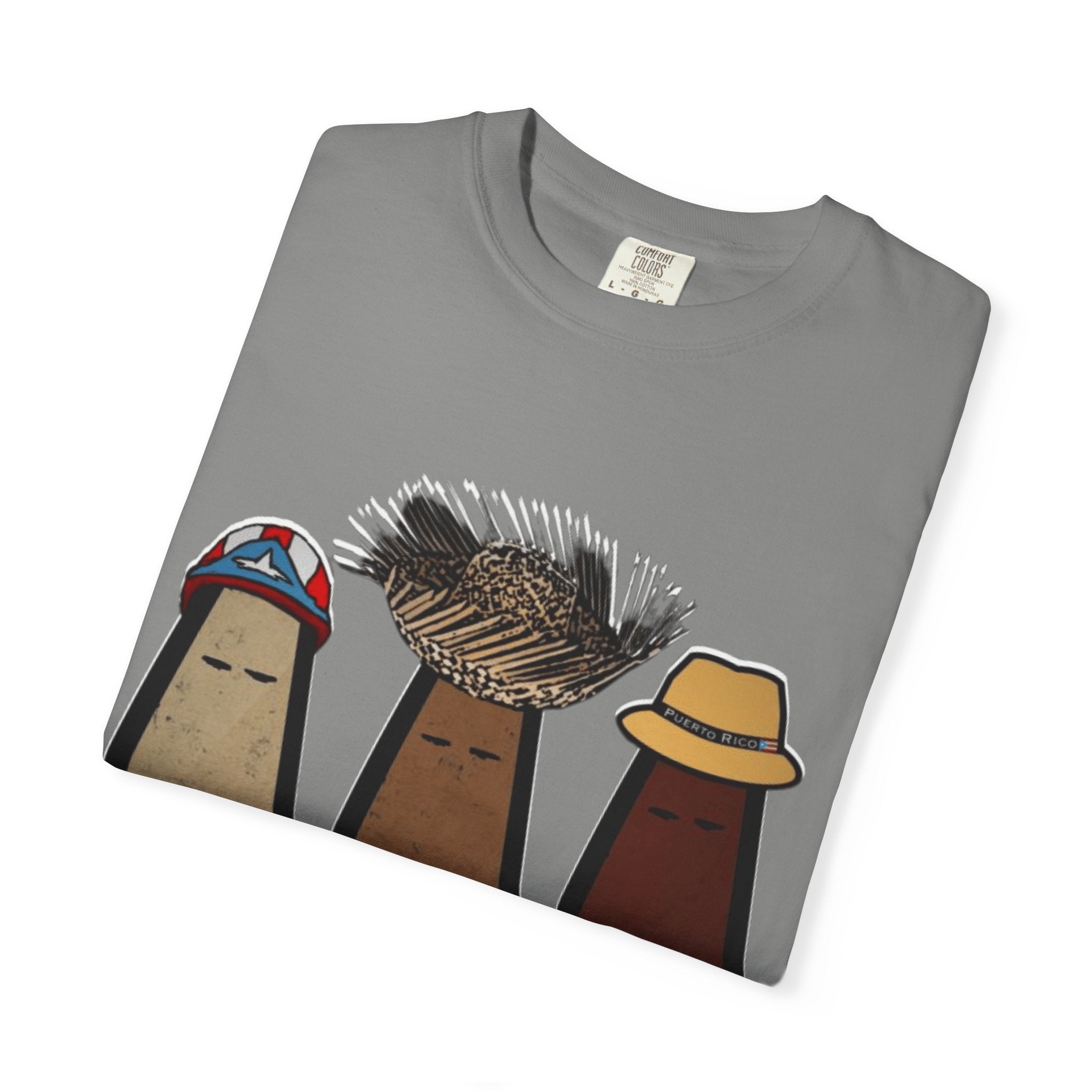 Puerto Rican Batey Cabin T-Shirt  Three Masks & Rustic House Graphic Tee Puerto Rico Navidades