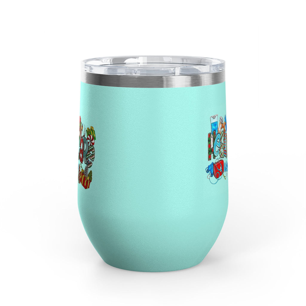Healthcare Worker 12oz Wine Tumbler — Colorful Holiday Medical Staff Gift Medical Christmas Mug