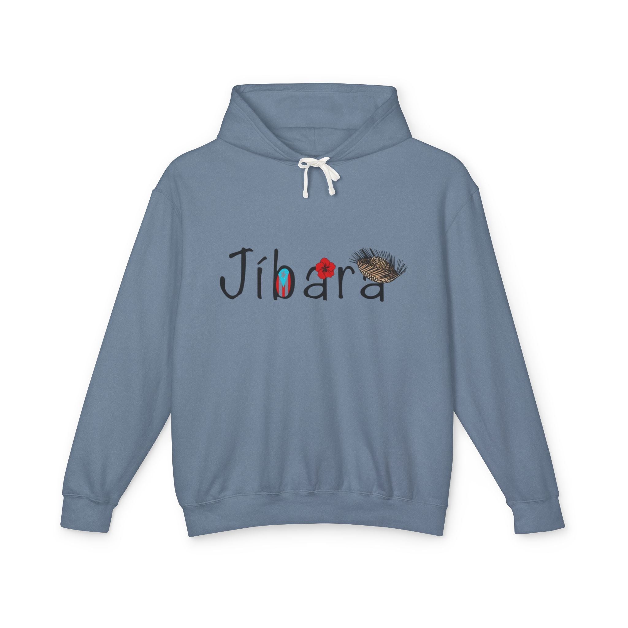 Jíbara Hoodie — Puerto Rican Heart Flag Lightweight Hooded Sweatshirt