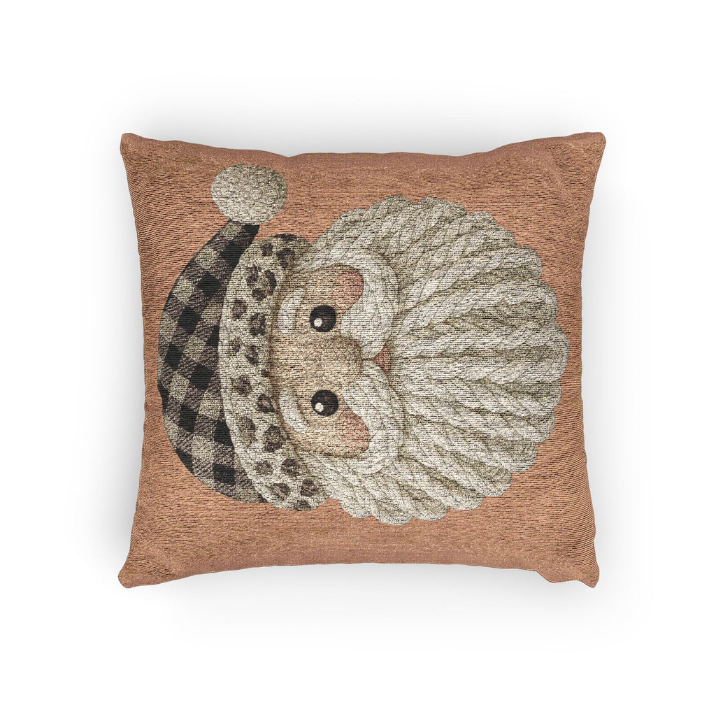 Santa Face Woven Pillow — Rustic Holiday Decorative Throw Pillow CHRISTMAS PILLOW DÉCOR