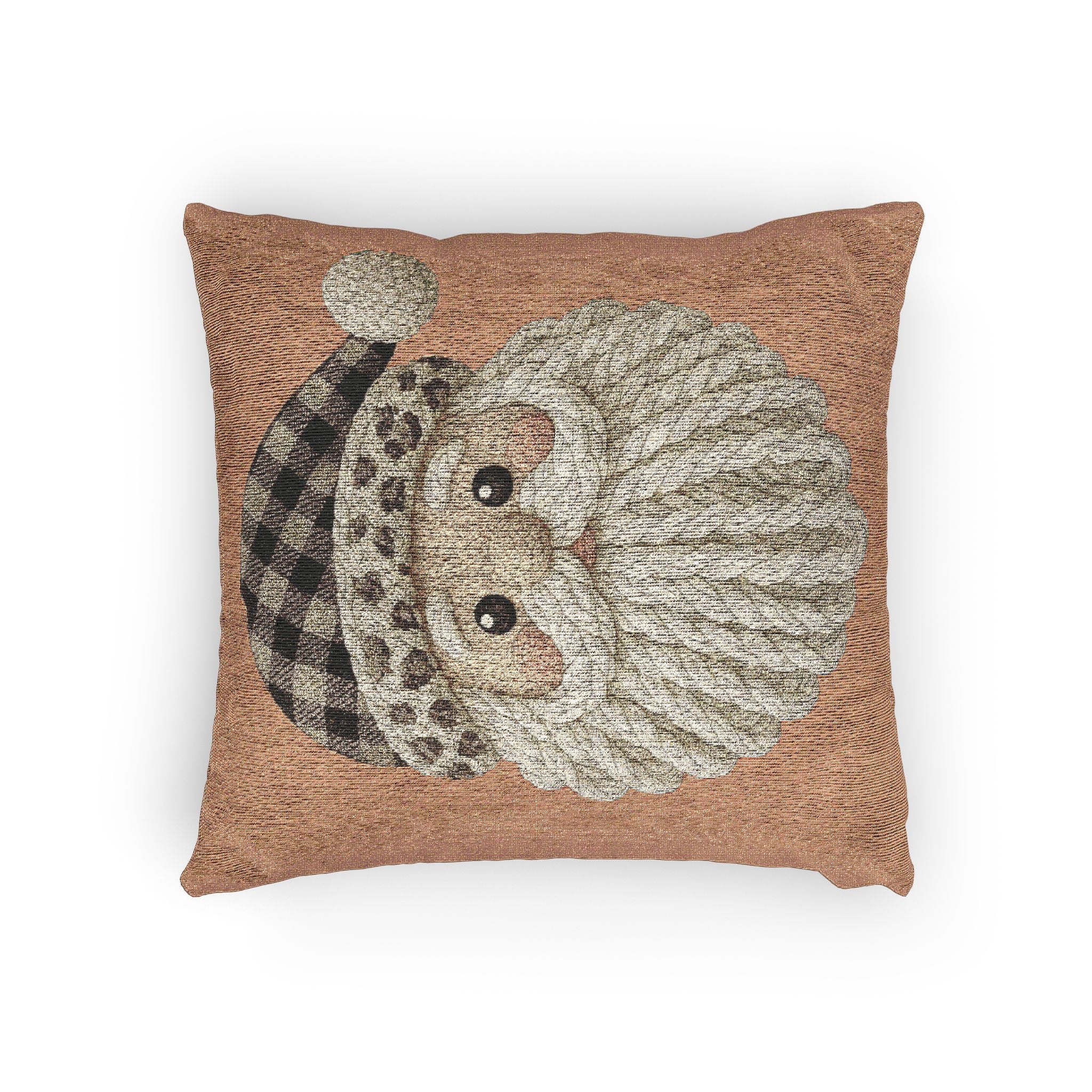 Santa Face Woven Pillow — Rustic Holiday Decorative Throw Pillow CHRISTMAS PILLOW DÉCOR