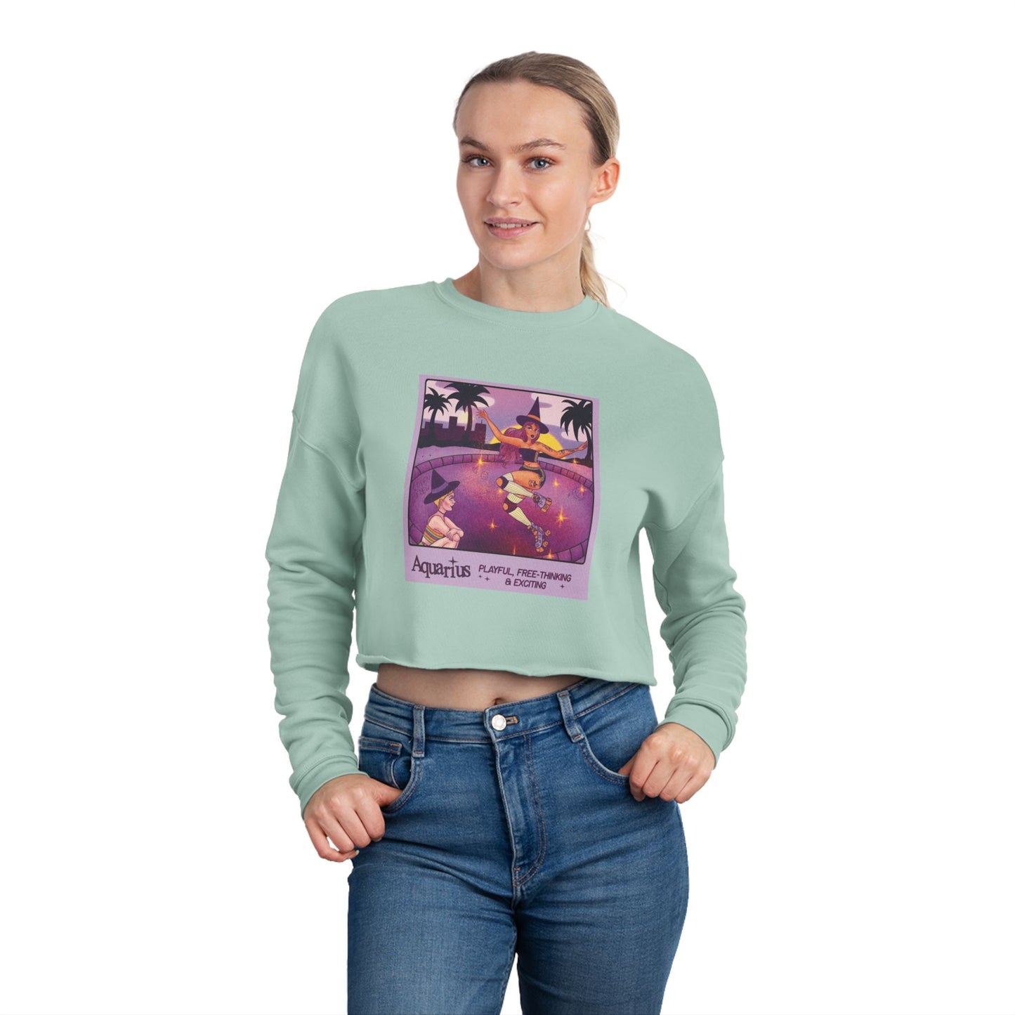 Spooky sweater Vintage-Inspired Women's Cropped Sweatshirt, Cozy Casual Wear, Unique Gift Idea, Trendy Fashion, Astrology Themed