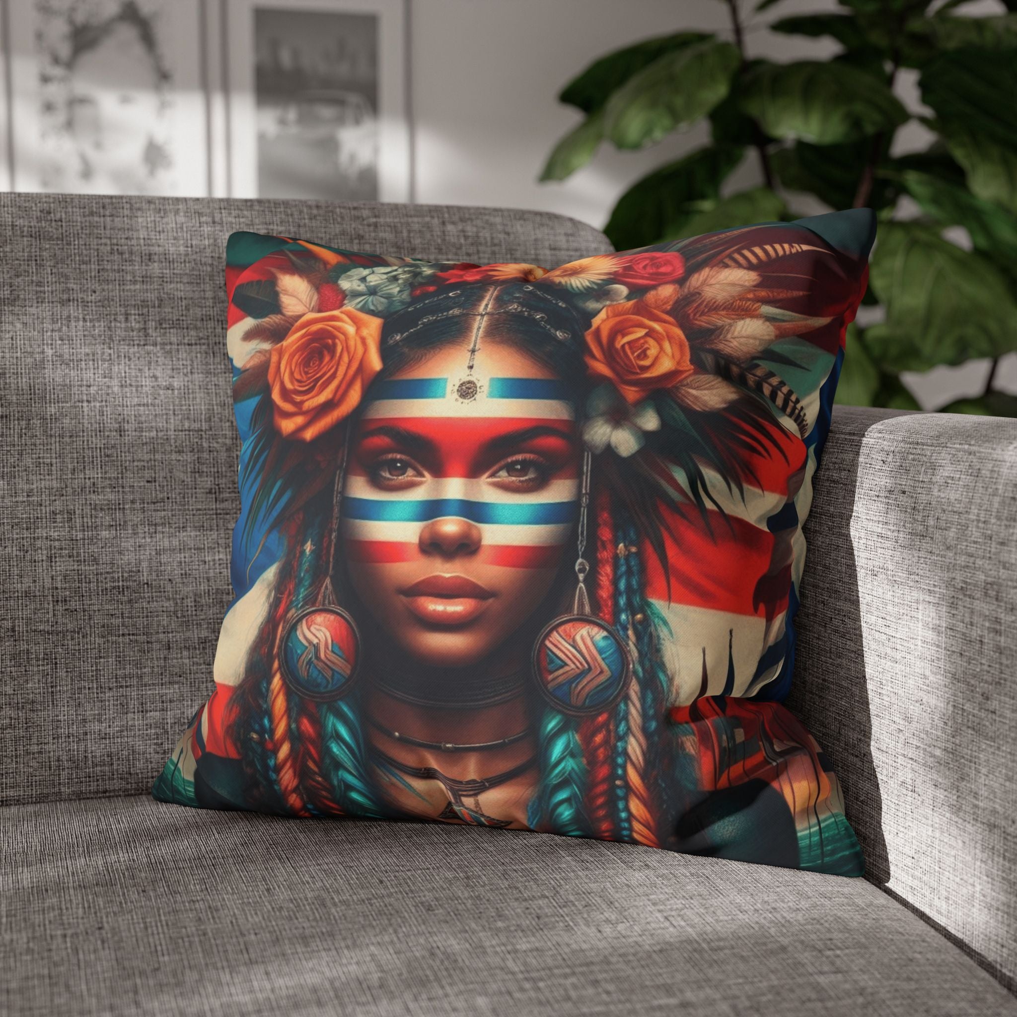 Tribal Goddess Decorative Pillow Puerto Rico Culture Pillow