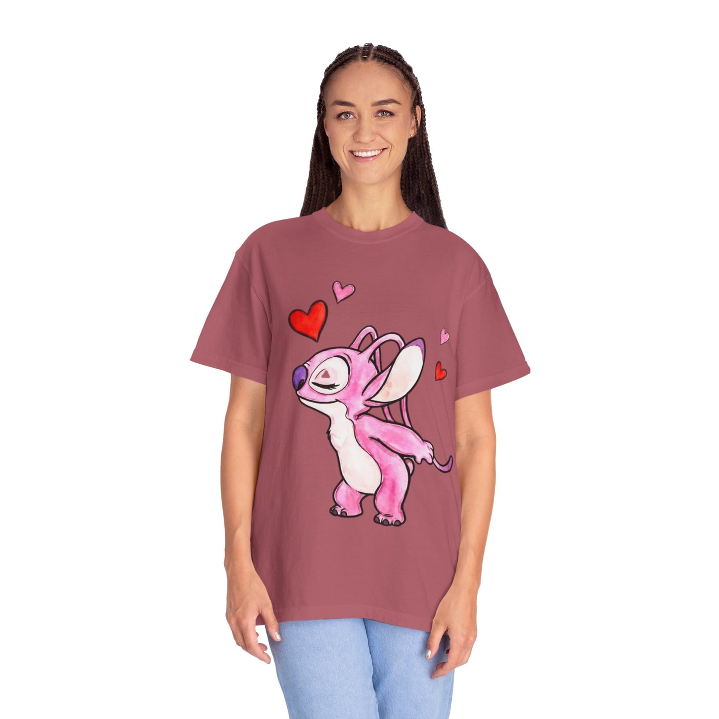 T-Shirt — Cute Pink Cartoon Creature with Hearts | Valentine’s Gift Tee