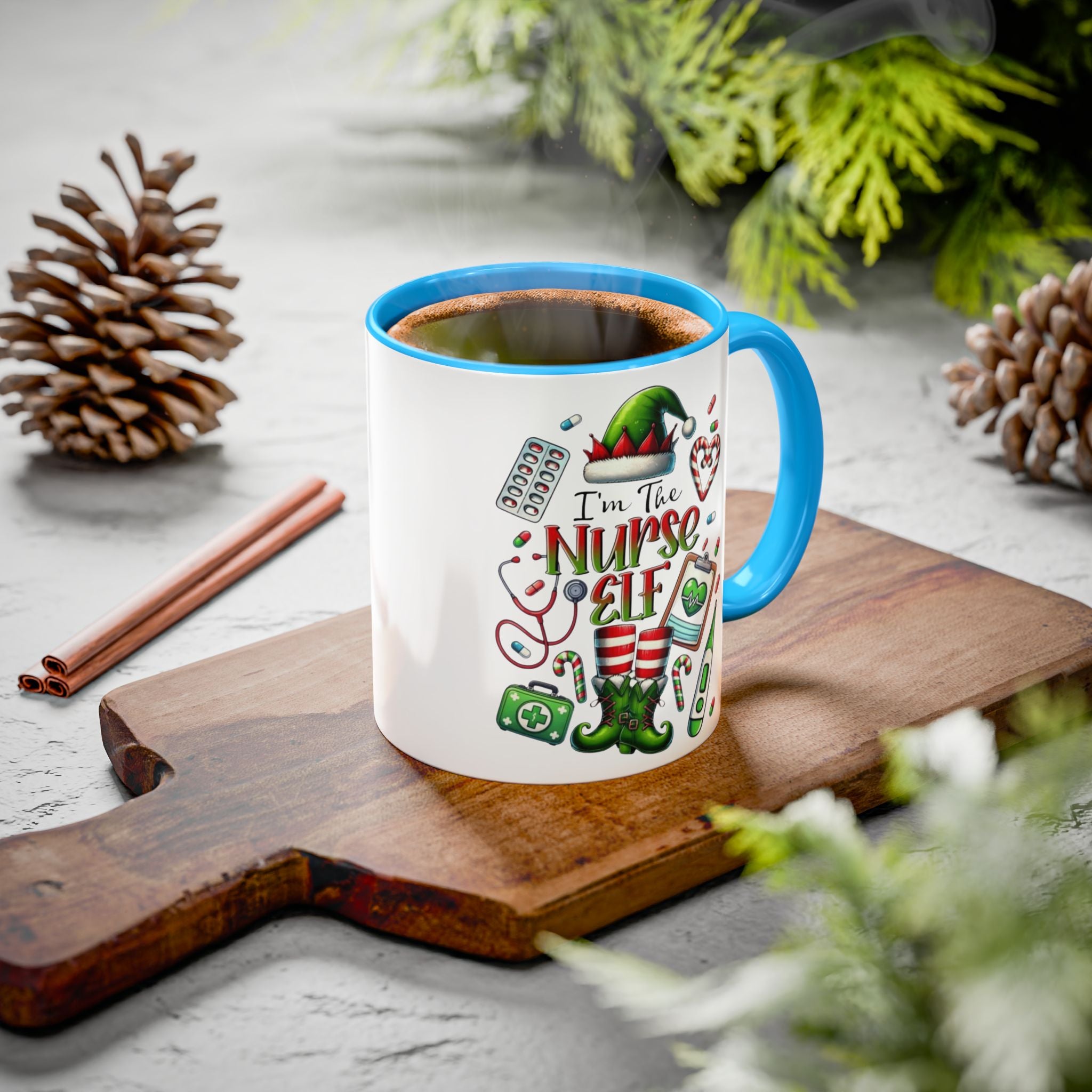 Nurse Elf Coffee Mug — Christmas Medical Holiday Gift (11oz & 15oz) Medical Christmas Mug