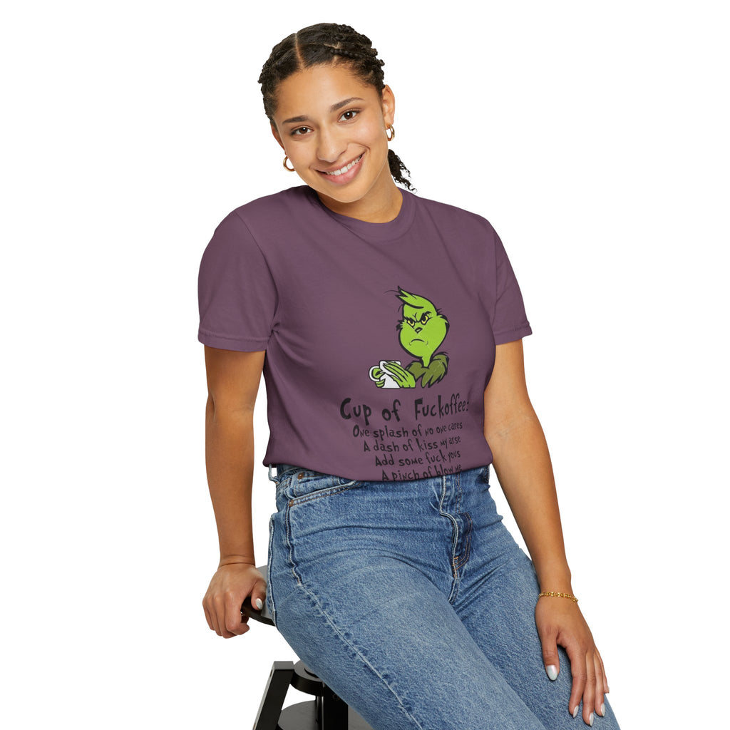Holiday Graphic Tees  Cozy Festive Wear Funny Grinch-Inspired Unisex T-Shirt Cup of Fuckoffee