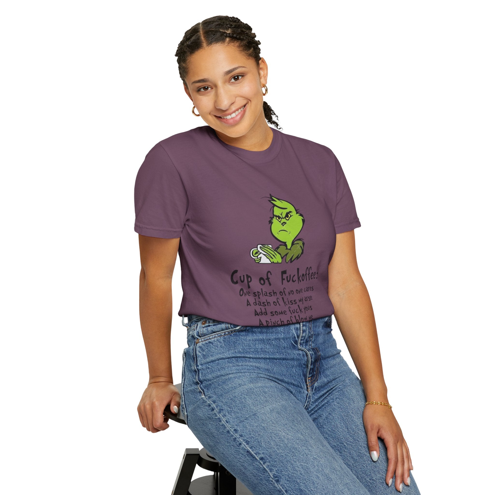 Holiday Graphic Tees  Cozy Festive Wear Funny Grinch-Inspired Unisex T-Shirt Cup of Fuckoffee