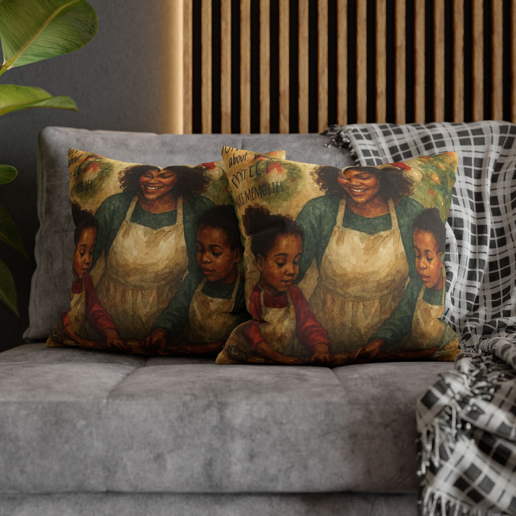 Holiday Baking Family Pillowcase — Square Decorative Throw Pillow