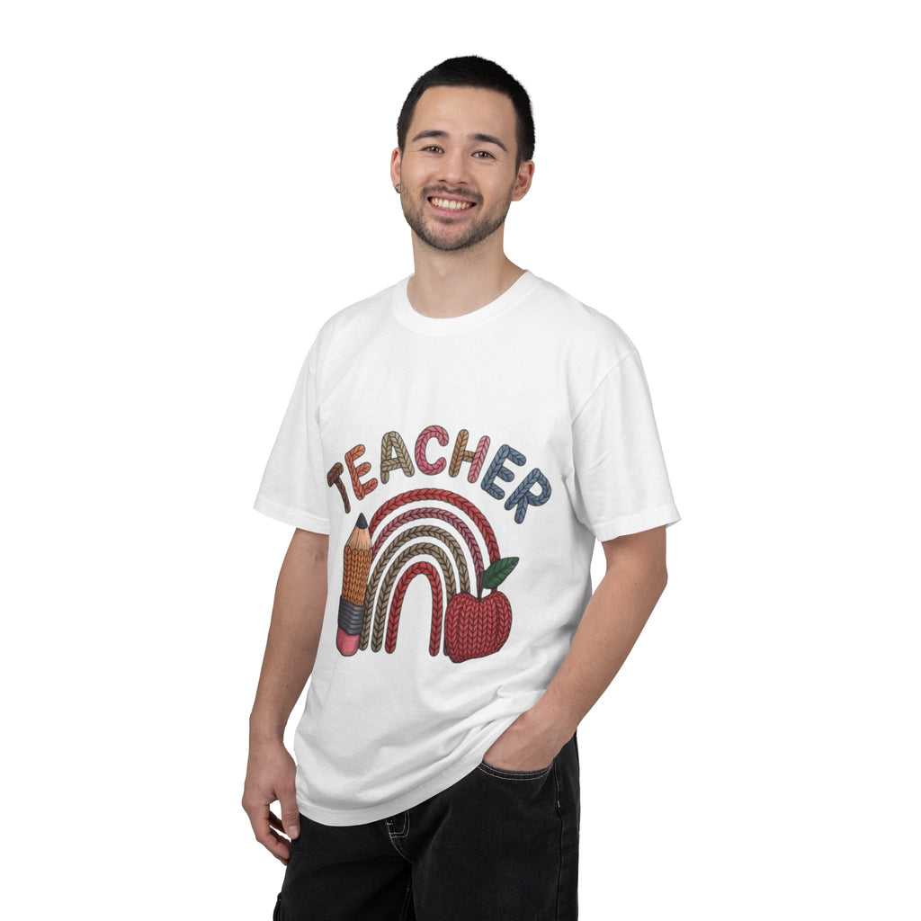 Teacher Rainbow Pencil & Apple T-Shirt — Back-to-School Gift for Educators