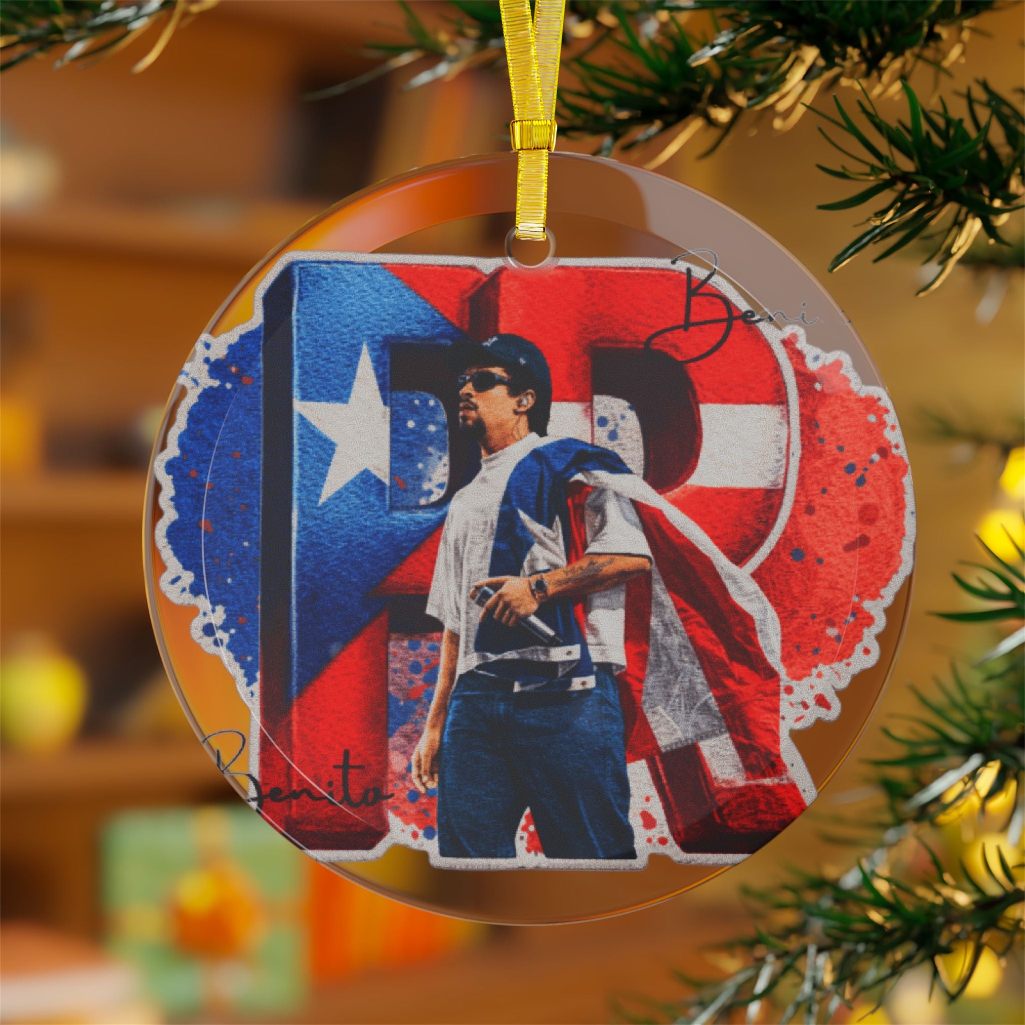 Boricua Pride Glass Ornament – Puerto Rico Island Decor Gift