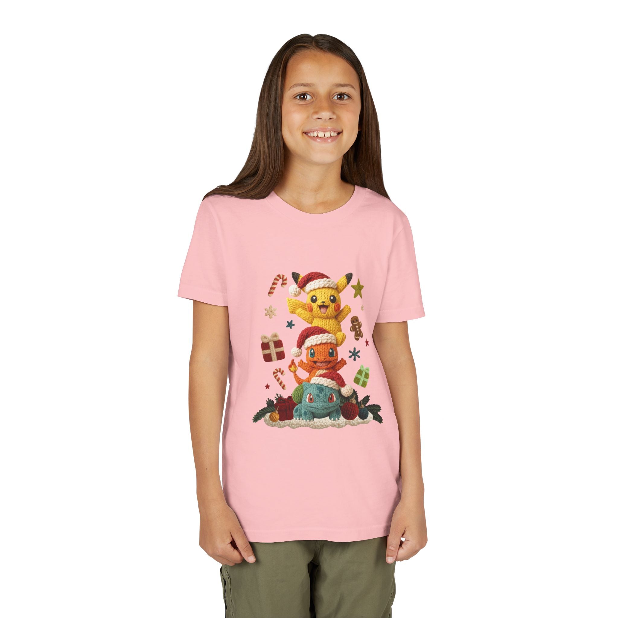 Kids Holiday Tee  Cute Stacked cartoon Characters Christmas Design