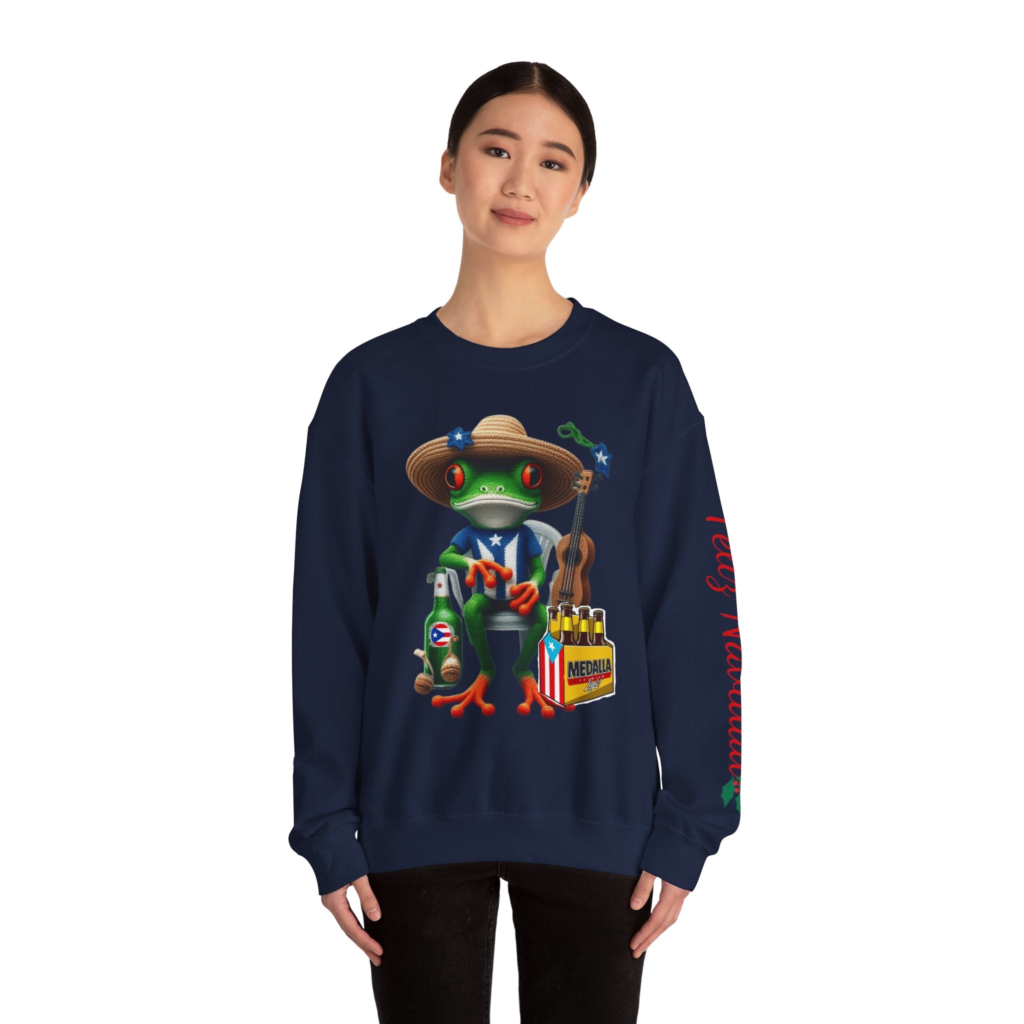 Frog Coqui Crewneck Sweatshirt – Coquito y Medalla Puerto Rican Vibes