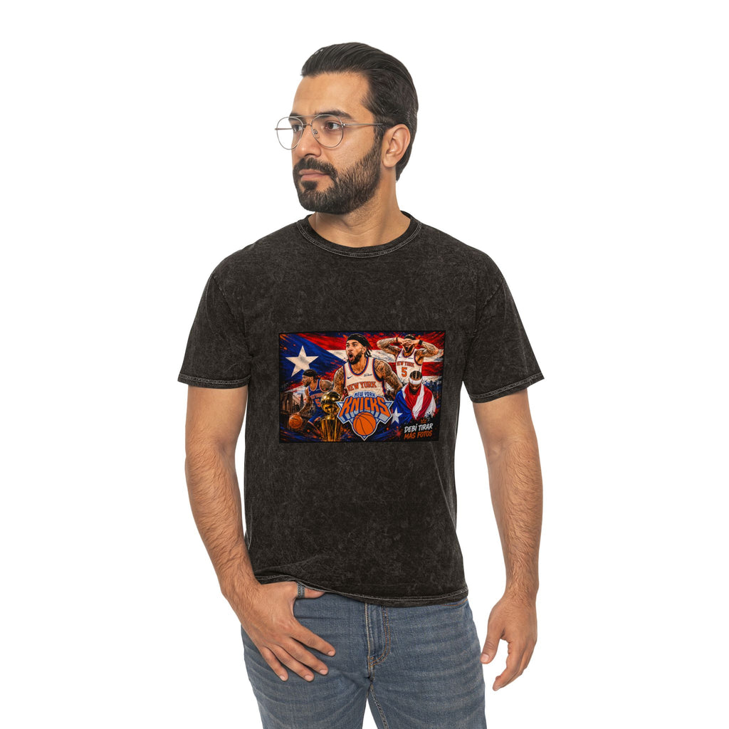 Mineral Wash Tee — Vintage Basketball Collage (Puerto Rico Flag)