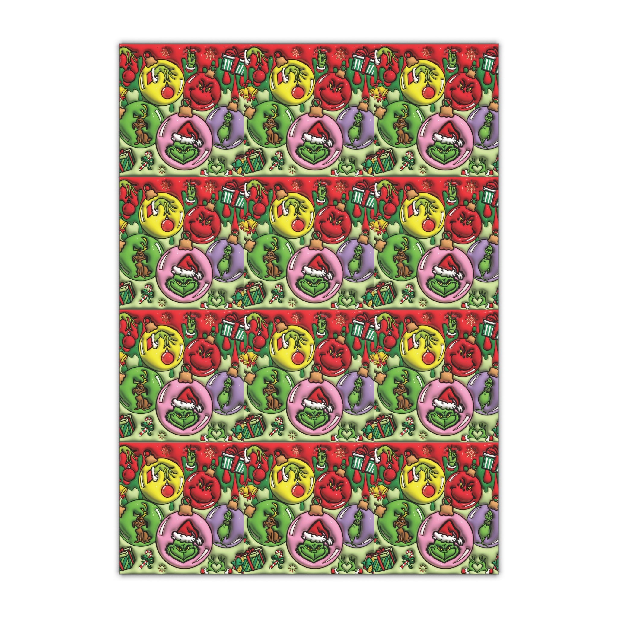 Christmas Grinch Gift Wrap Sheet — Festive Holiday Wrapping Paper Fun & Unique Gift Packaging
