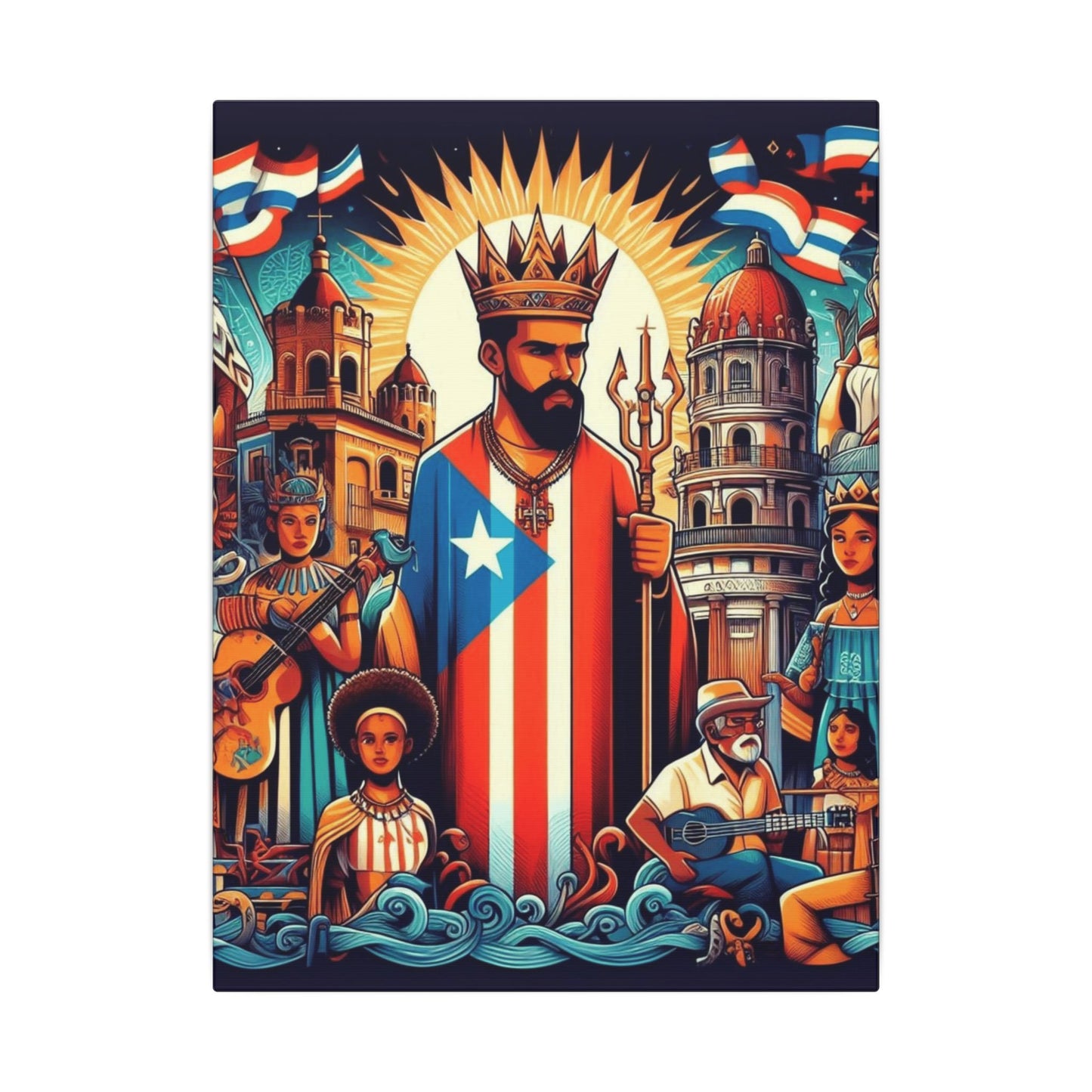 Vibrant Puerto Rican Art Canvas, Cultural Wall Decor, Celebration Decor, Unique Gift, Home Accent, Multi-Size