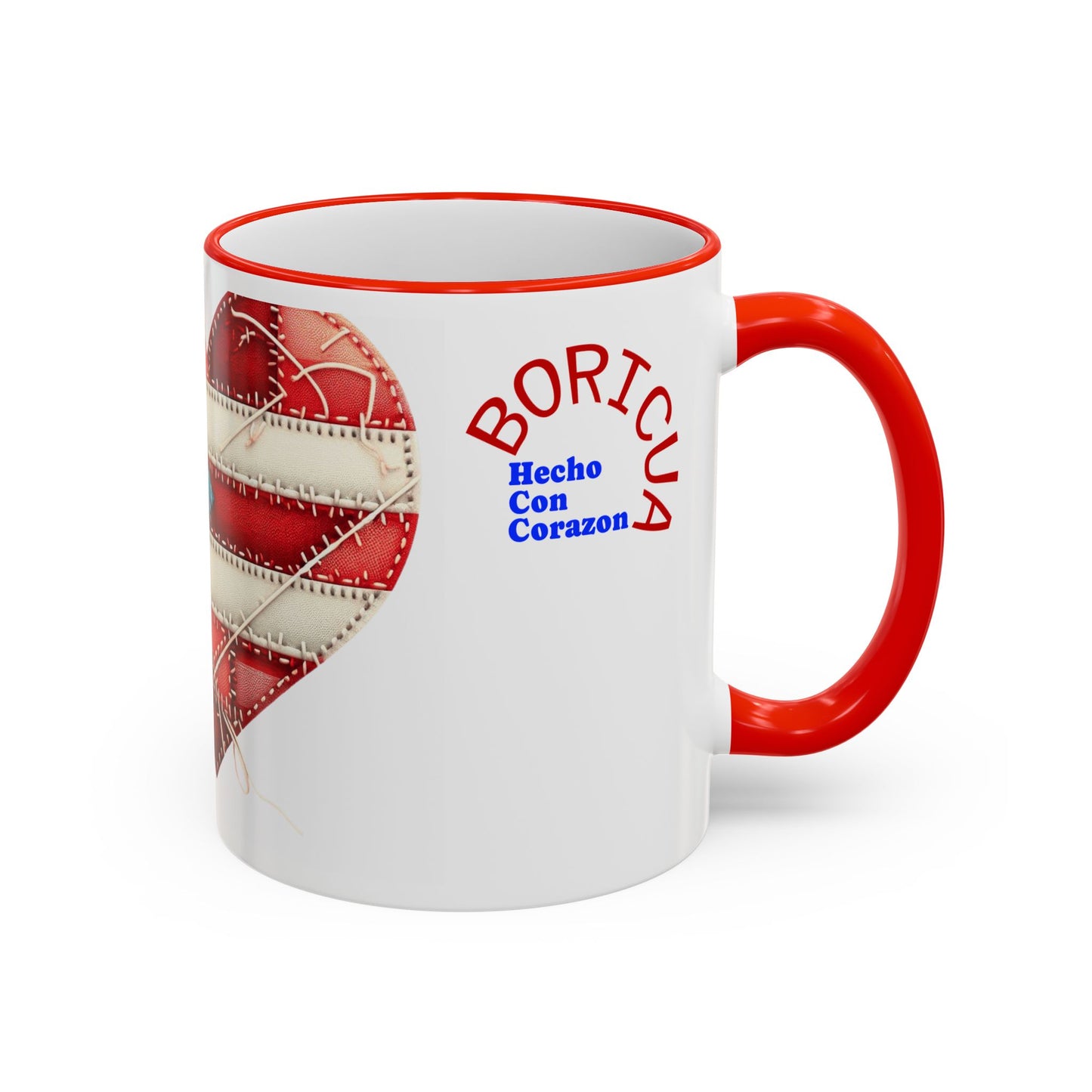 Puerto Rico Flag Heart Accent Rim Mug — Patriotic Coffee Cup (11oz/15oz)