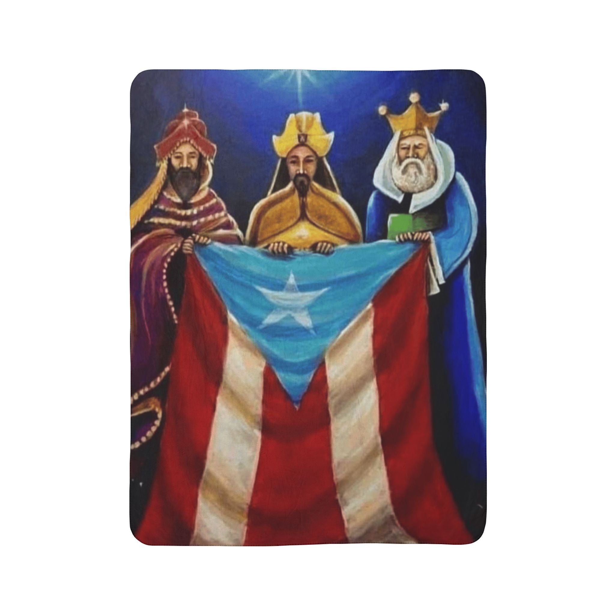 Puerto Rican Flag Three Kings Fleece Sherpa Blanket Colección Navidades Puerto Rico – Nueva Colección de Navidad!