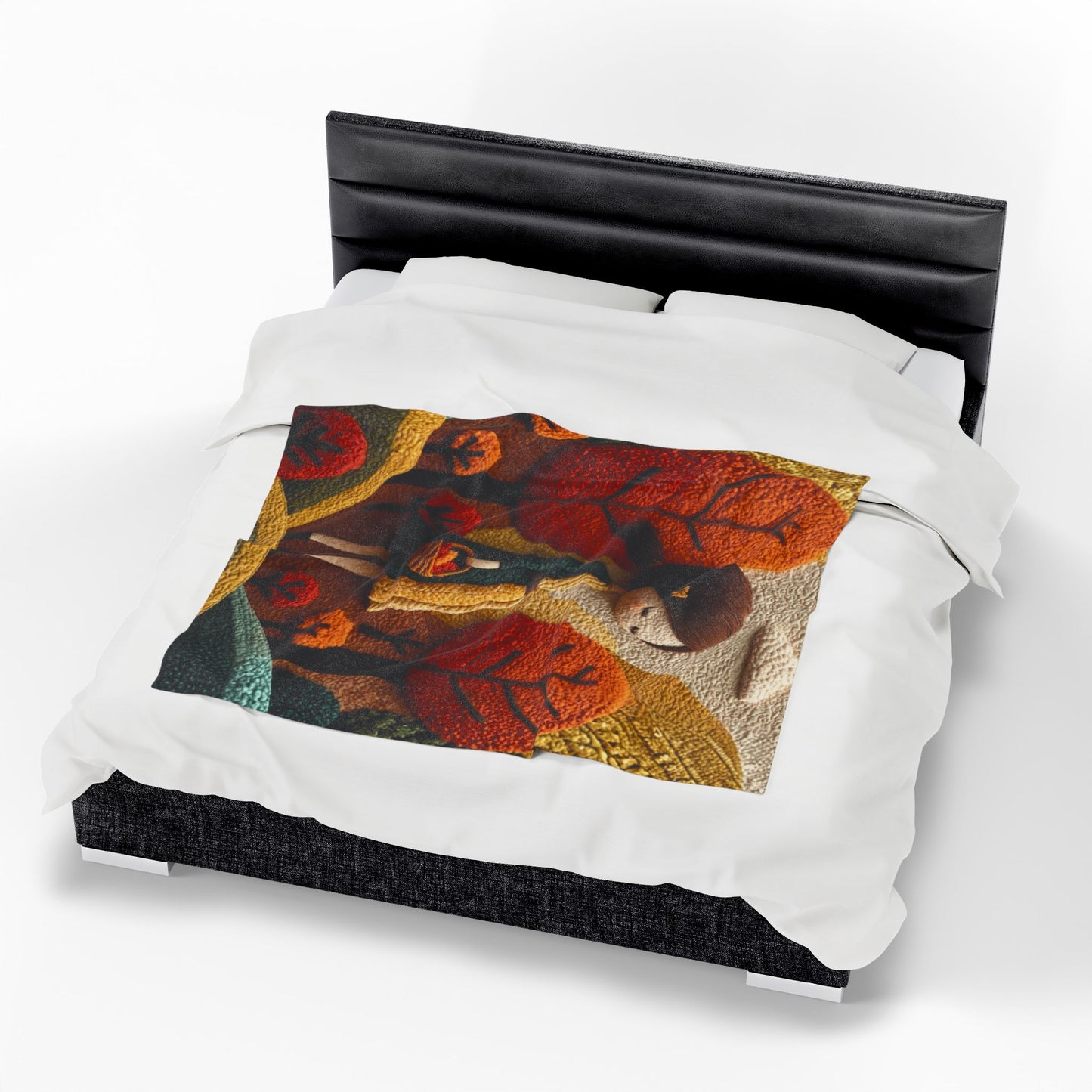 Autumn Forest Girl Plush Blanket — Cozy Velveteen Fall Throw