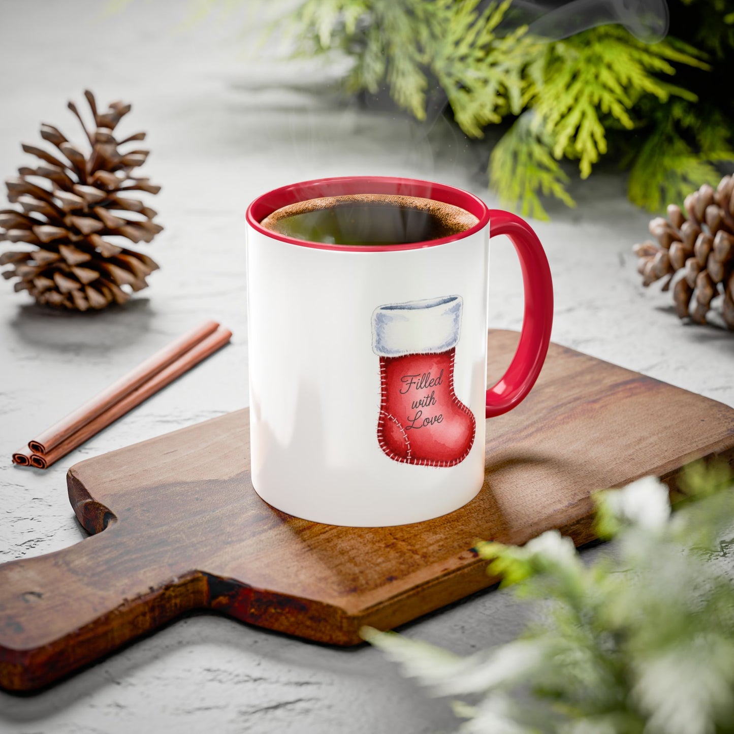 Holiday Mugs Christmas Gift Ideas Hot Cocoa & Coffee Cup Designs Filled with Love - Colorful 11oz & 15oz