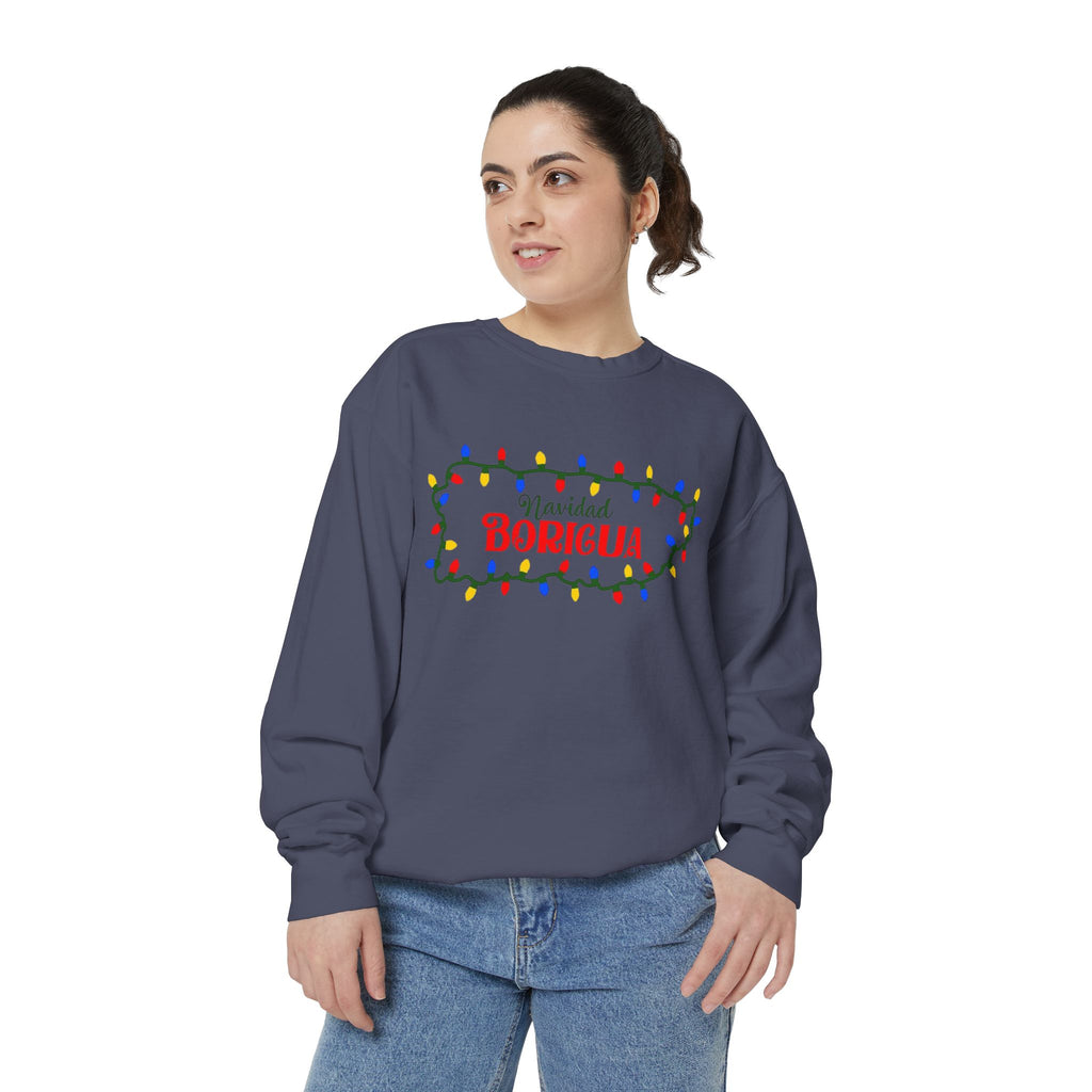 Navidad Boricua Sweatshirt — Puerto Rican Holiday Sweater with Christmas Lights