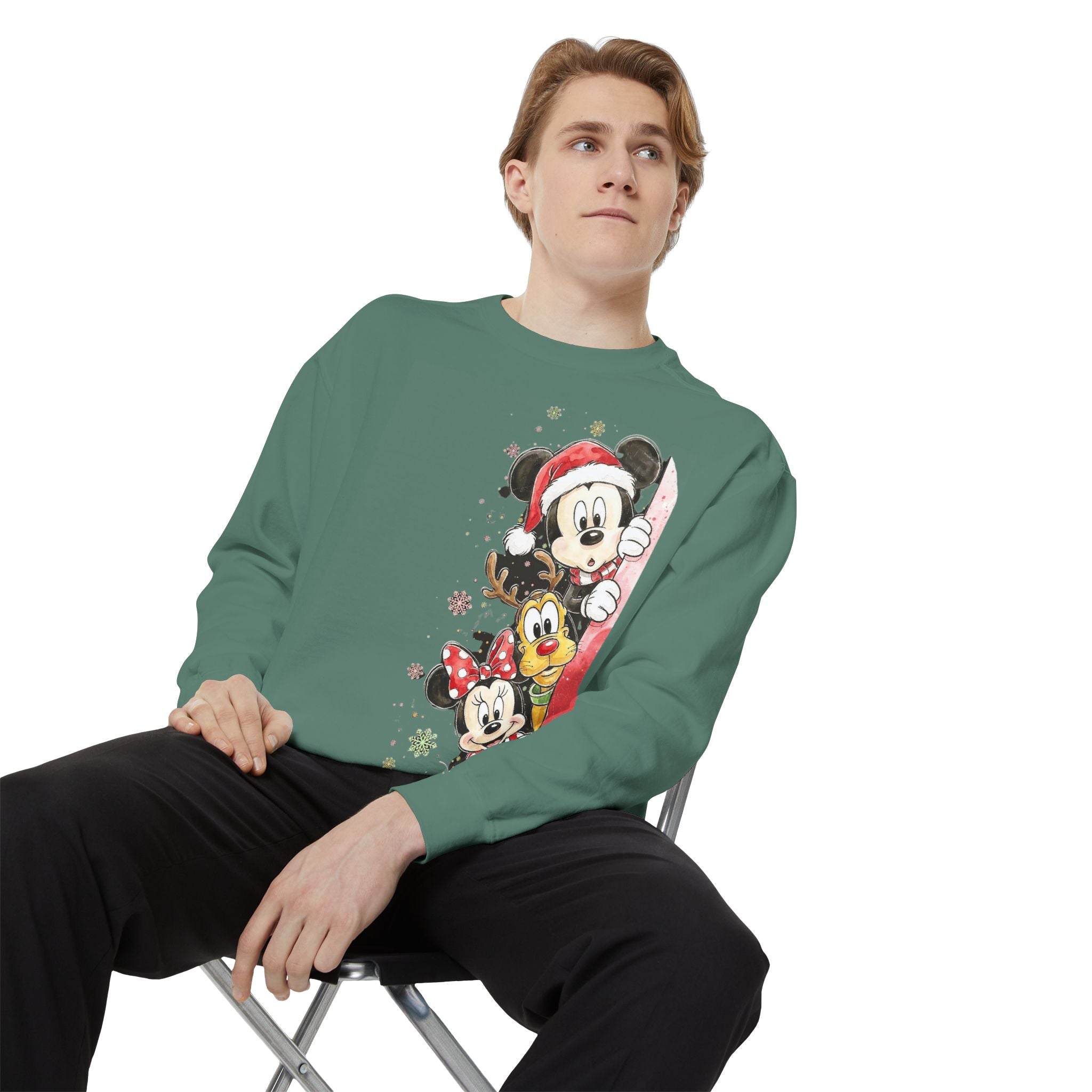 Christmas Disney Characters Sweatshirt  Mickey, Minnie & Pluto Holiday Crew Cartoon Christmas T-shirts and Sweaters